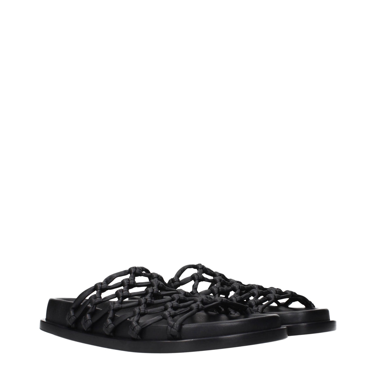 Black Leather Slippers