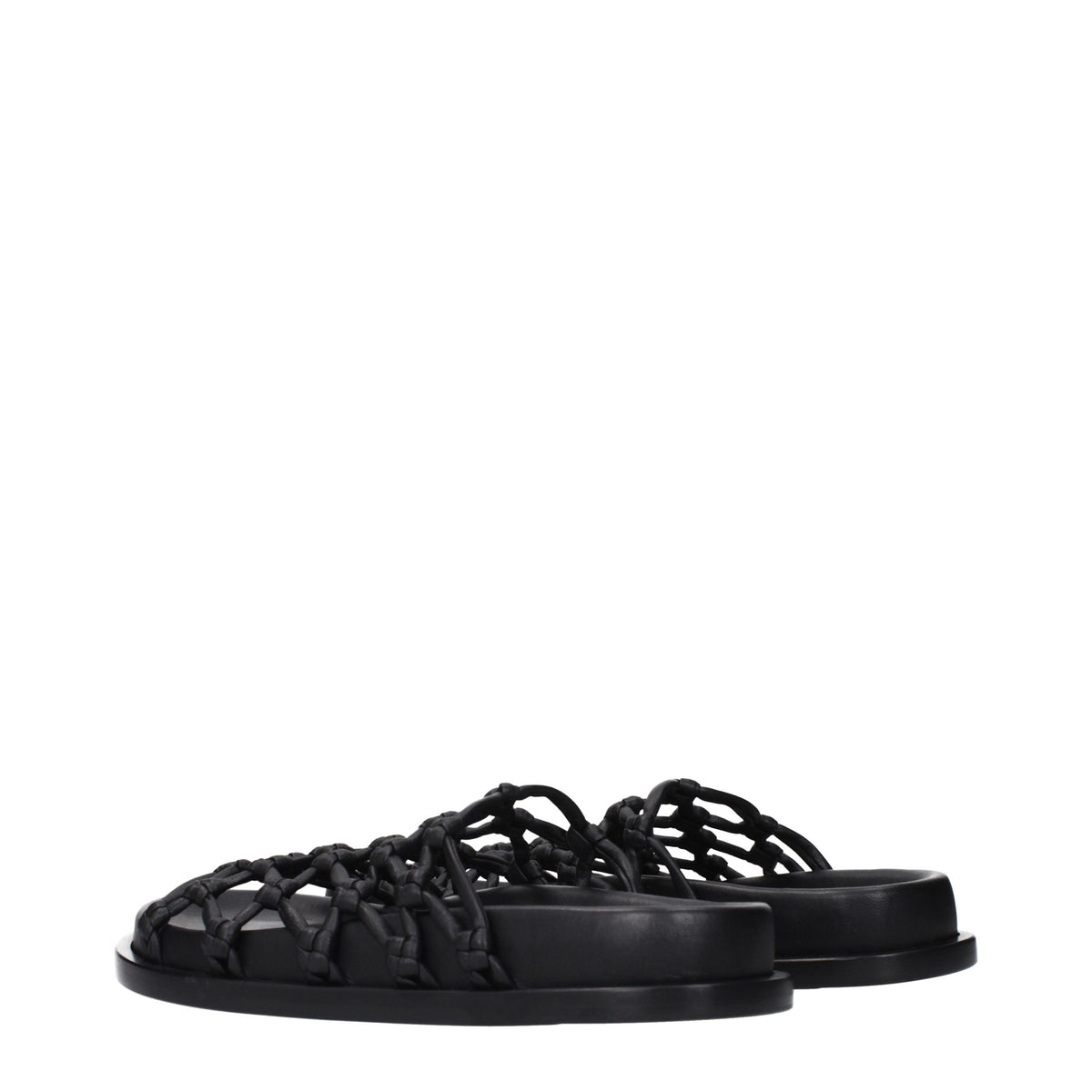 Black Leather Slippers