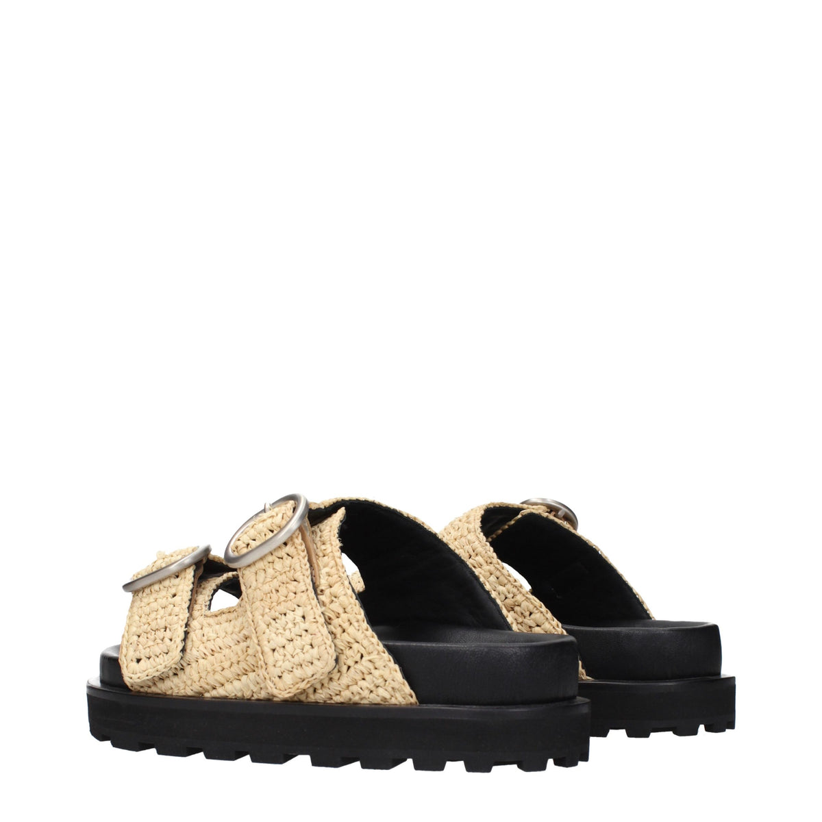 Beige Raffia Slippers