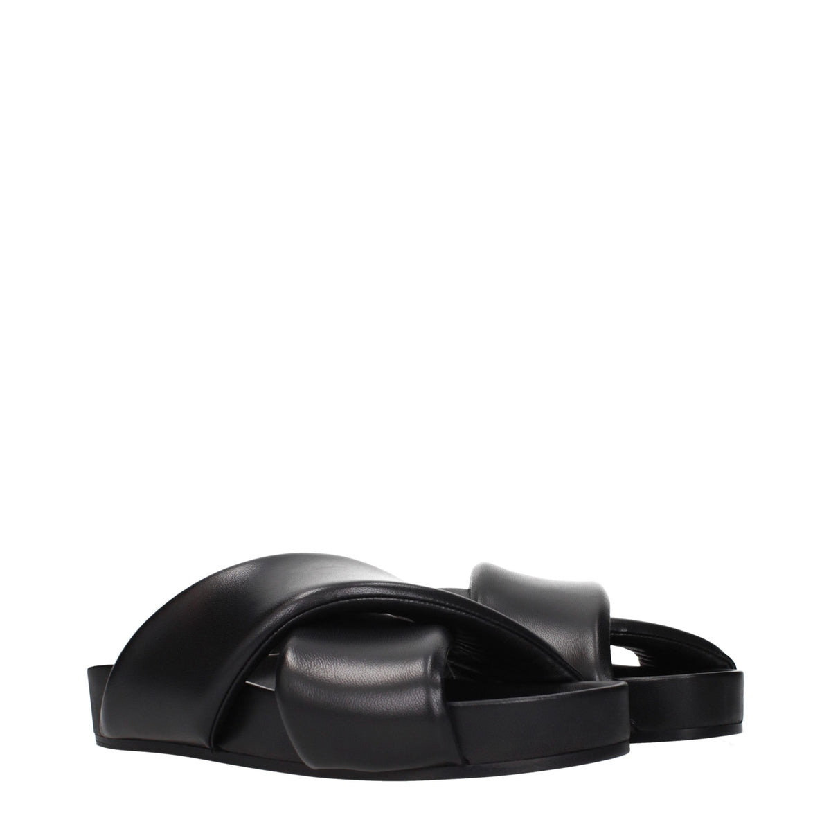 Black Leather Slippers