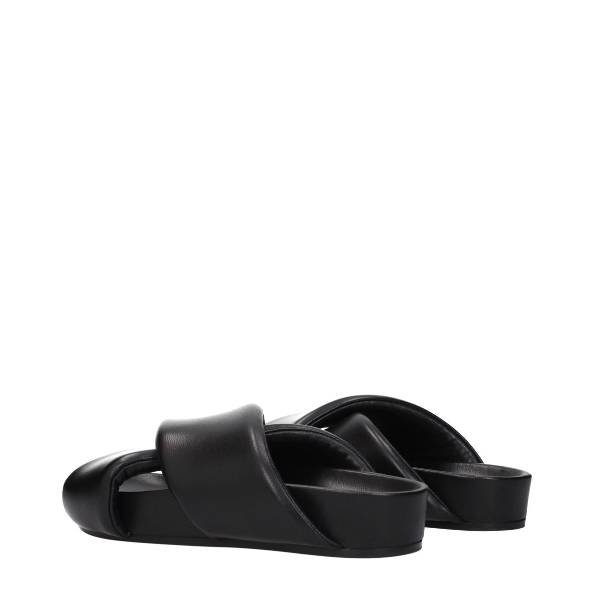Black Leather Slippers