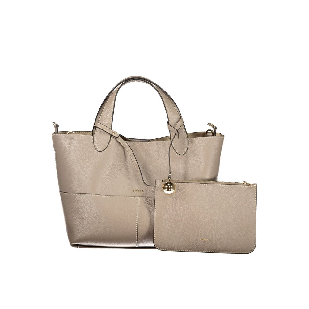 Gray Leather Handbag