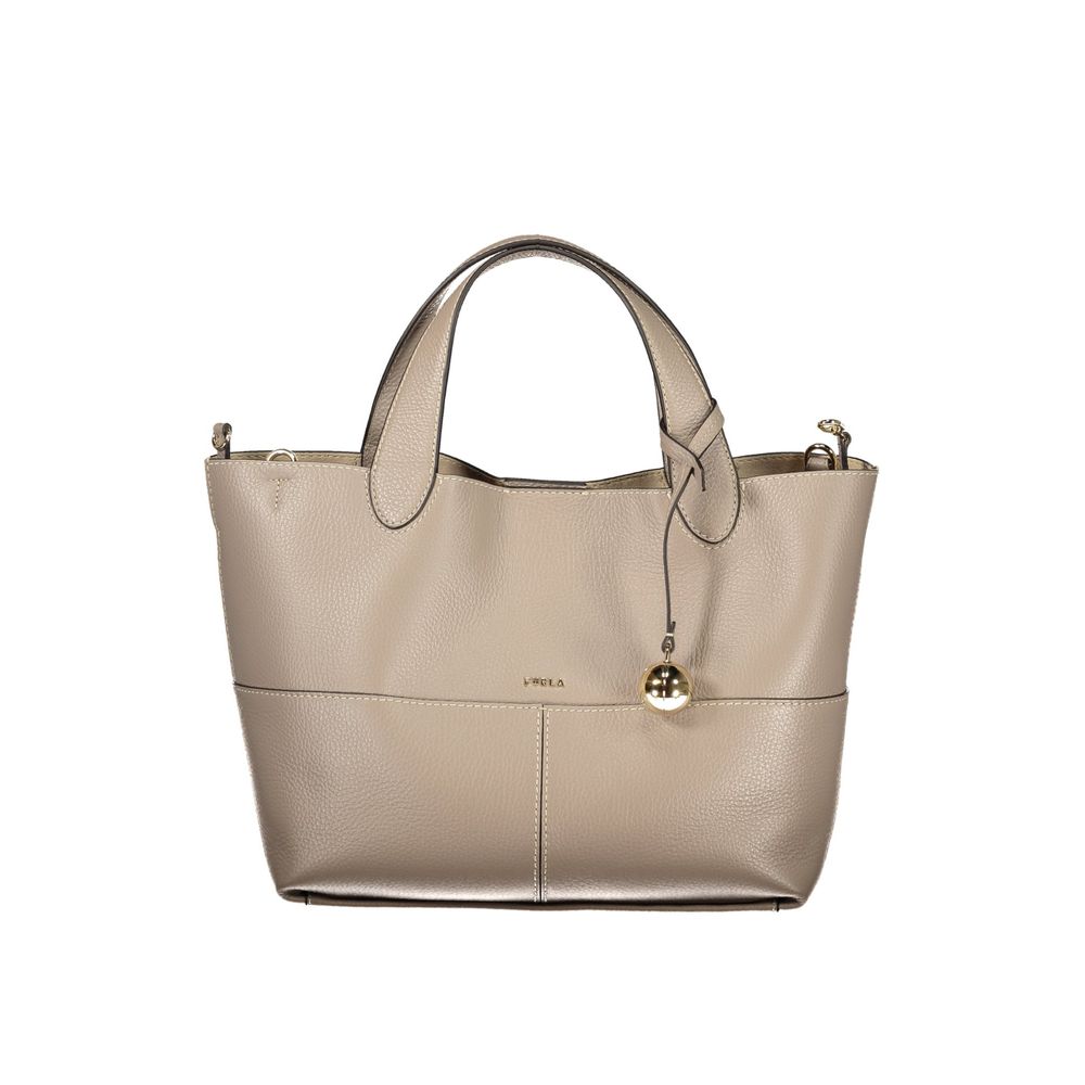 Gray Leather Handbag