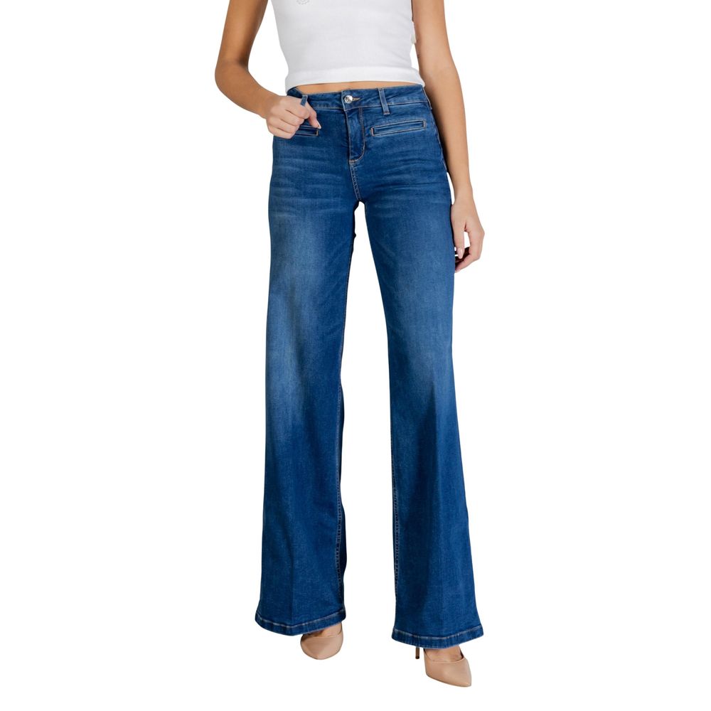 Blue Cotton Bootcut Jeans