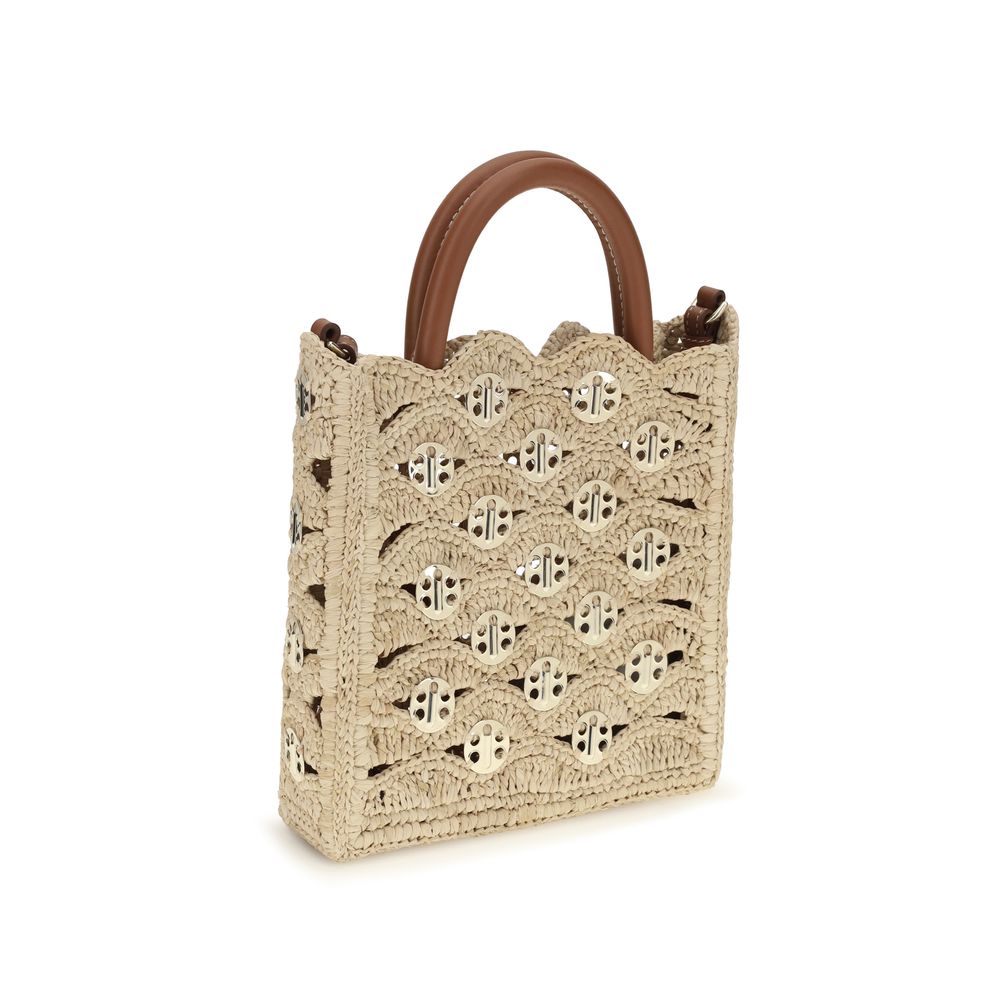 Beige Raffia Shoulder Bag