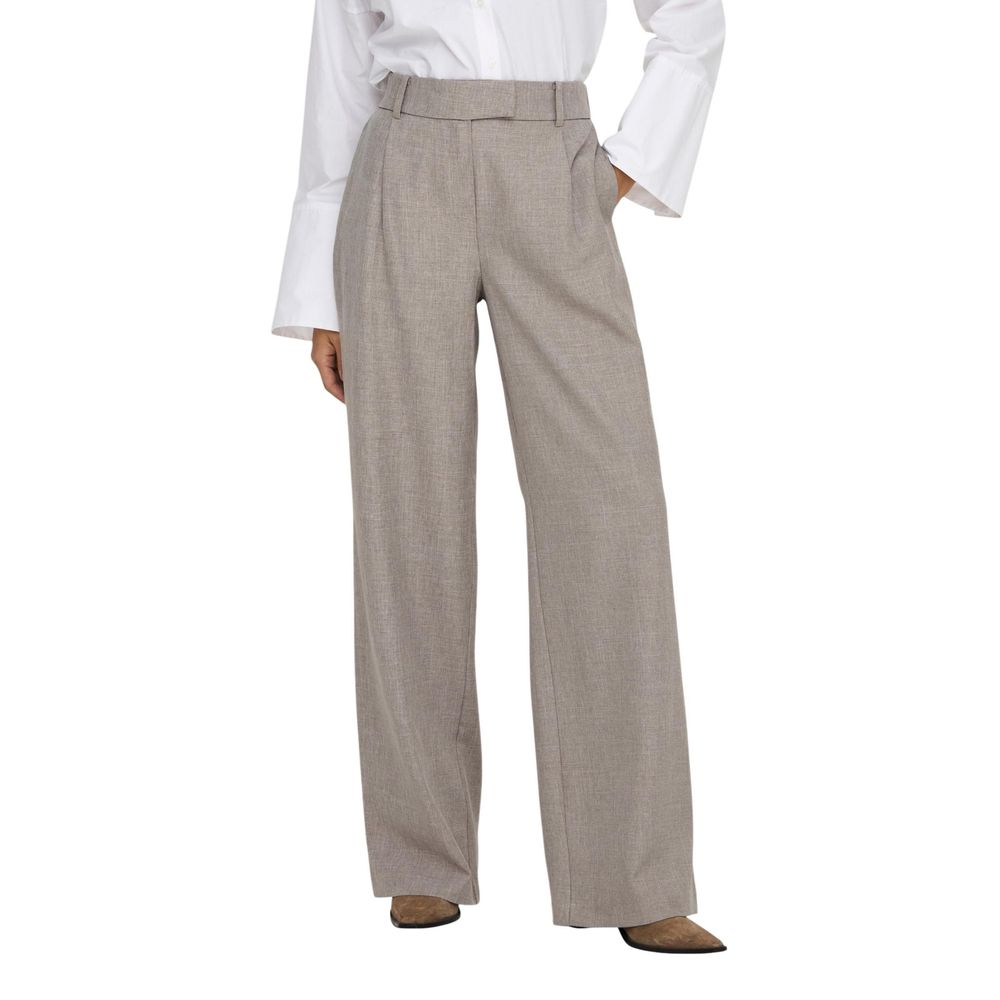 Beige Polyester Dress Pants