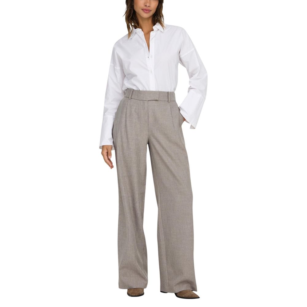 Beige Polyester Dress Pants