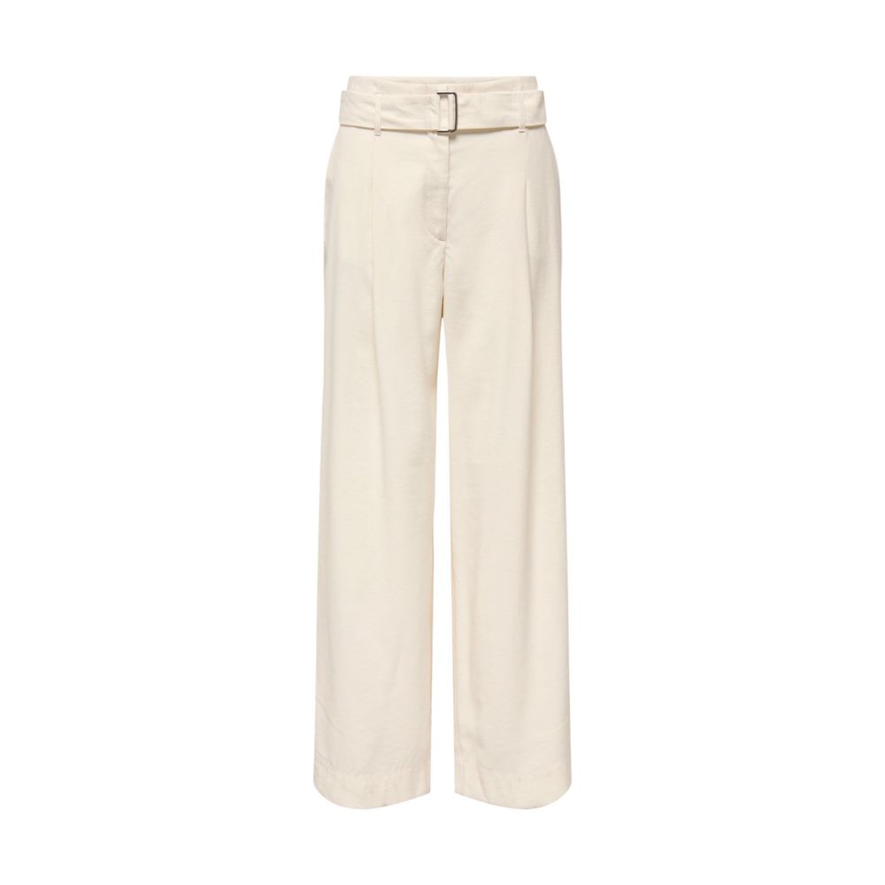 Cream Polyester Dress Pants