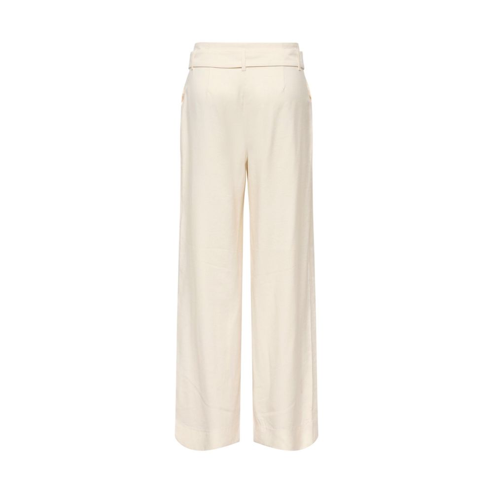Cream Polyester Dress Pants