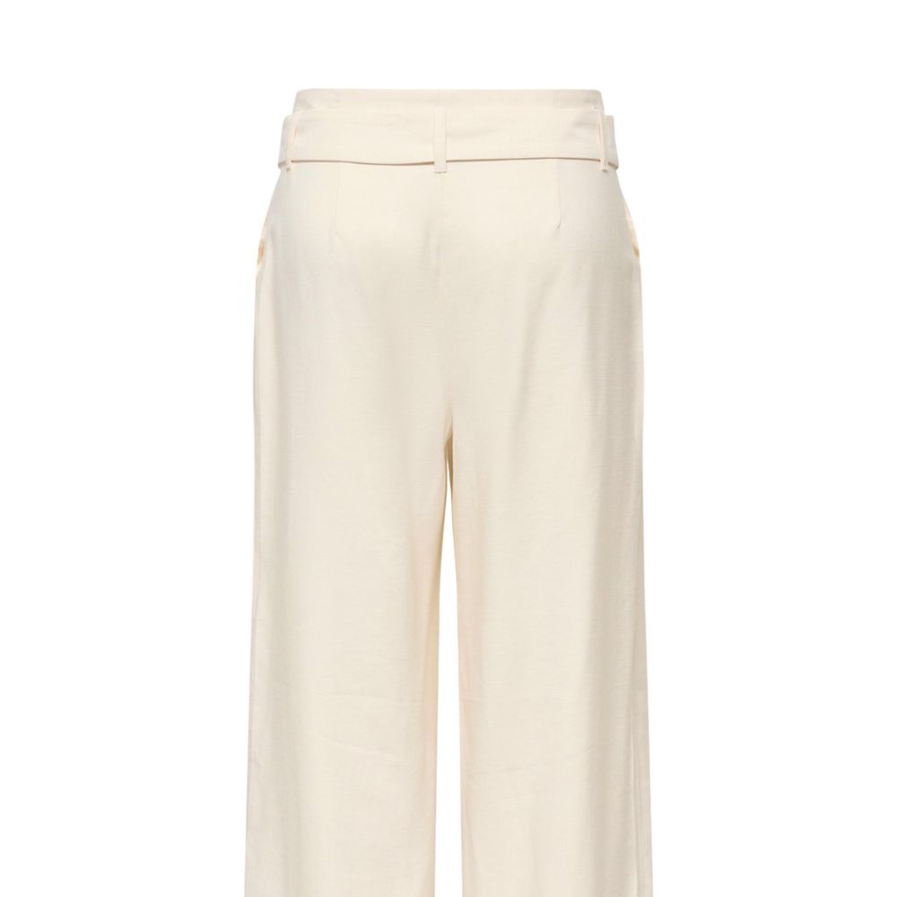 Cream Polyester Dress Pants