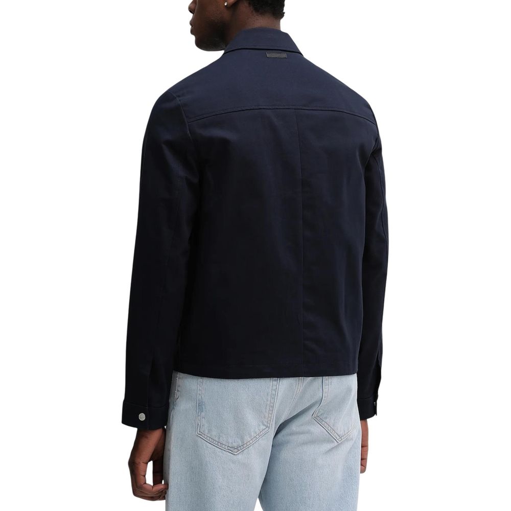 Blue Cotton Full-Length Jacket