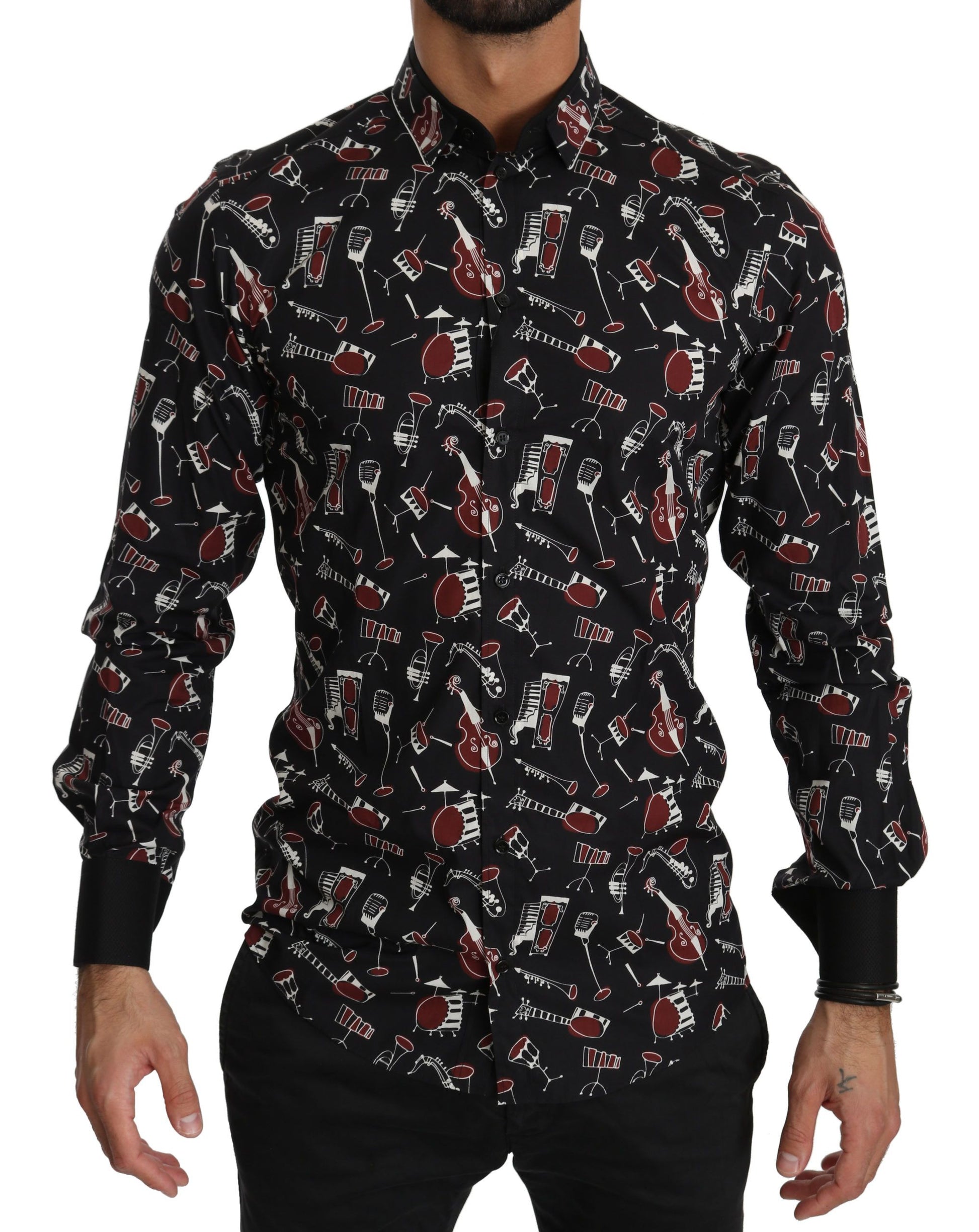 Black Musical Instrument Slim fit Shirt