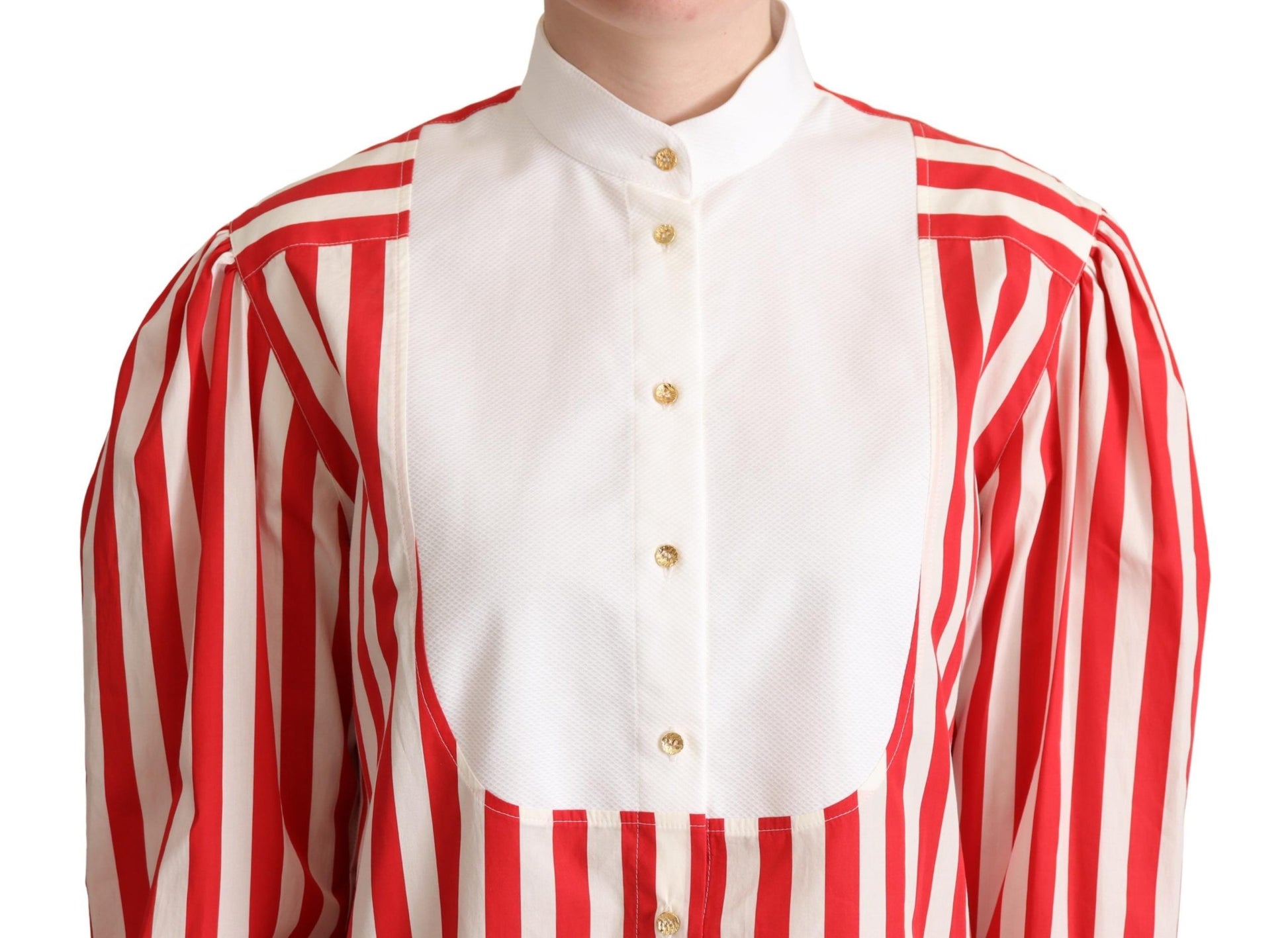 Red White Striped Long Sleeves Formal Shirt