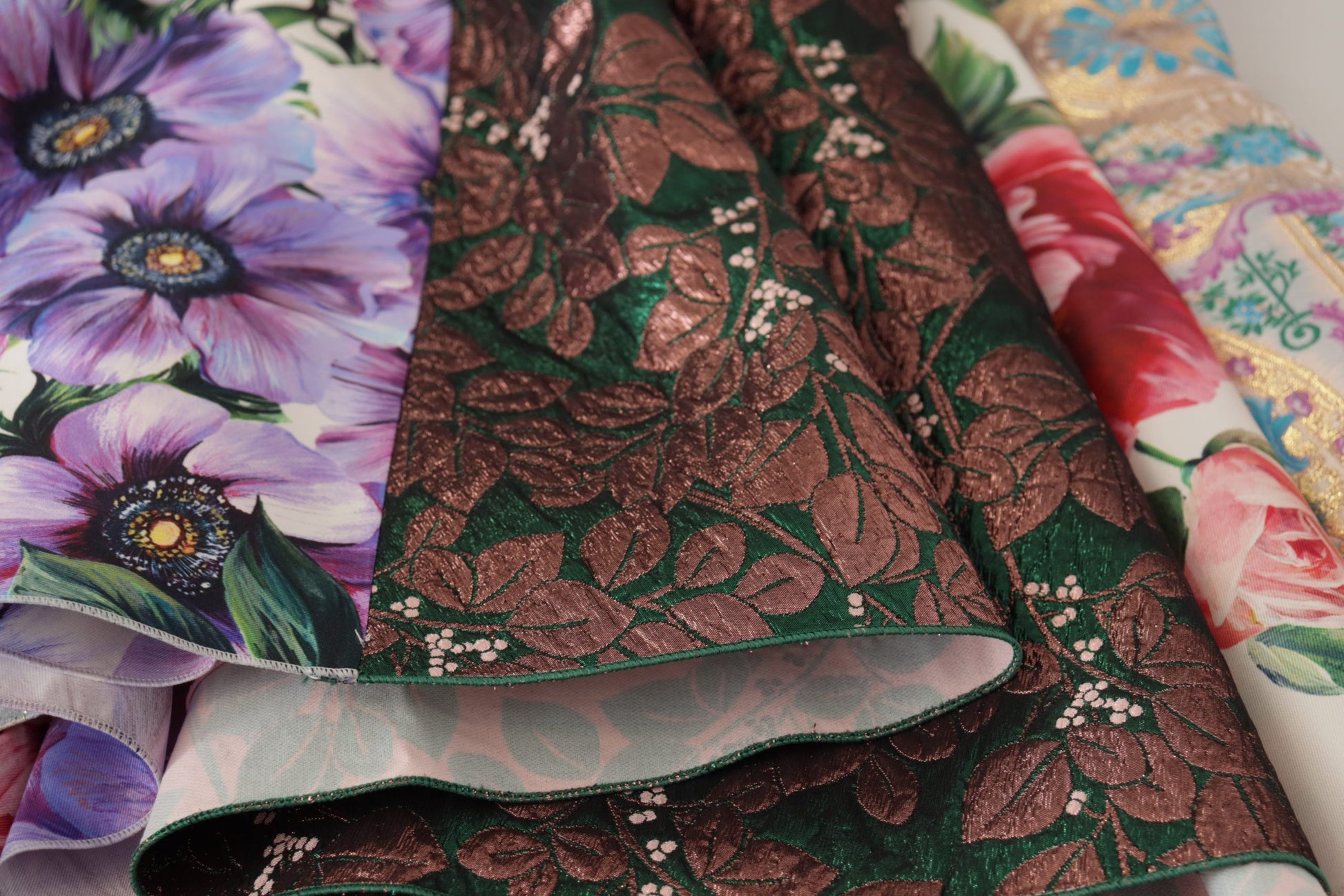 Dress Midi Patchwork Floral Jaquard Silk