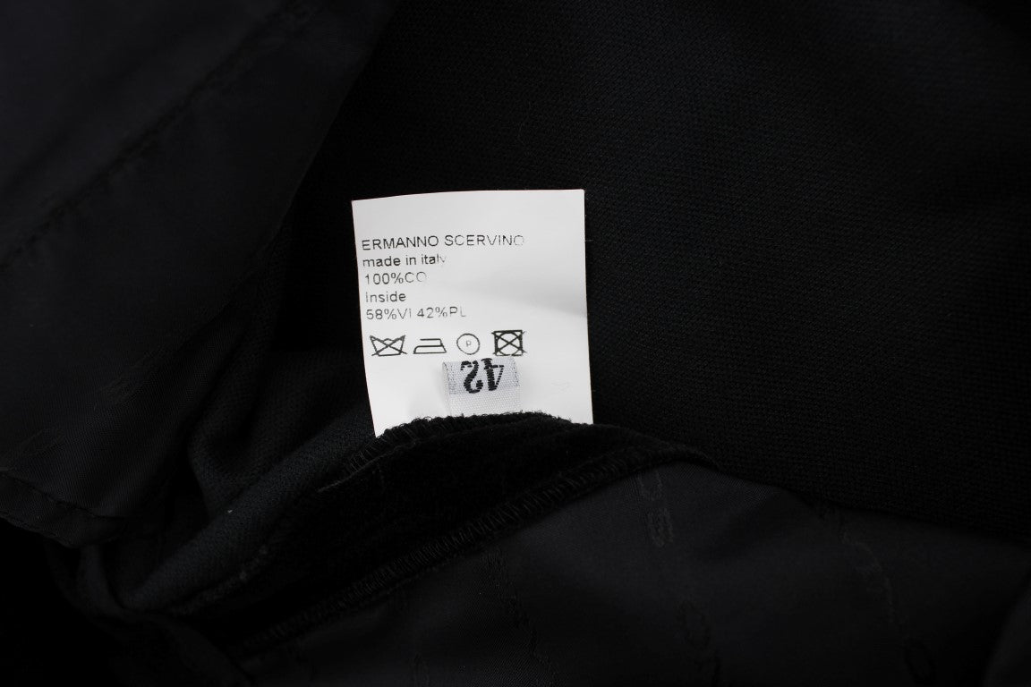 Black Velvet Cotton Straight Legs Pants