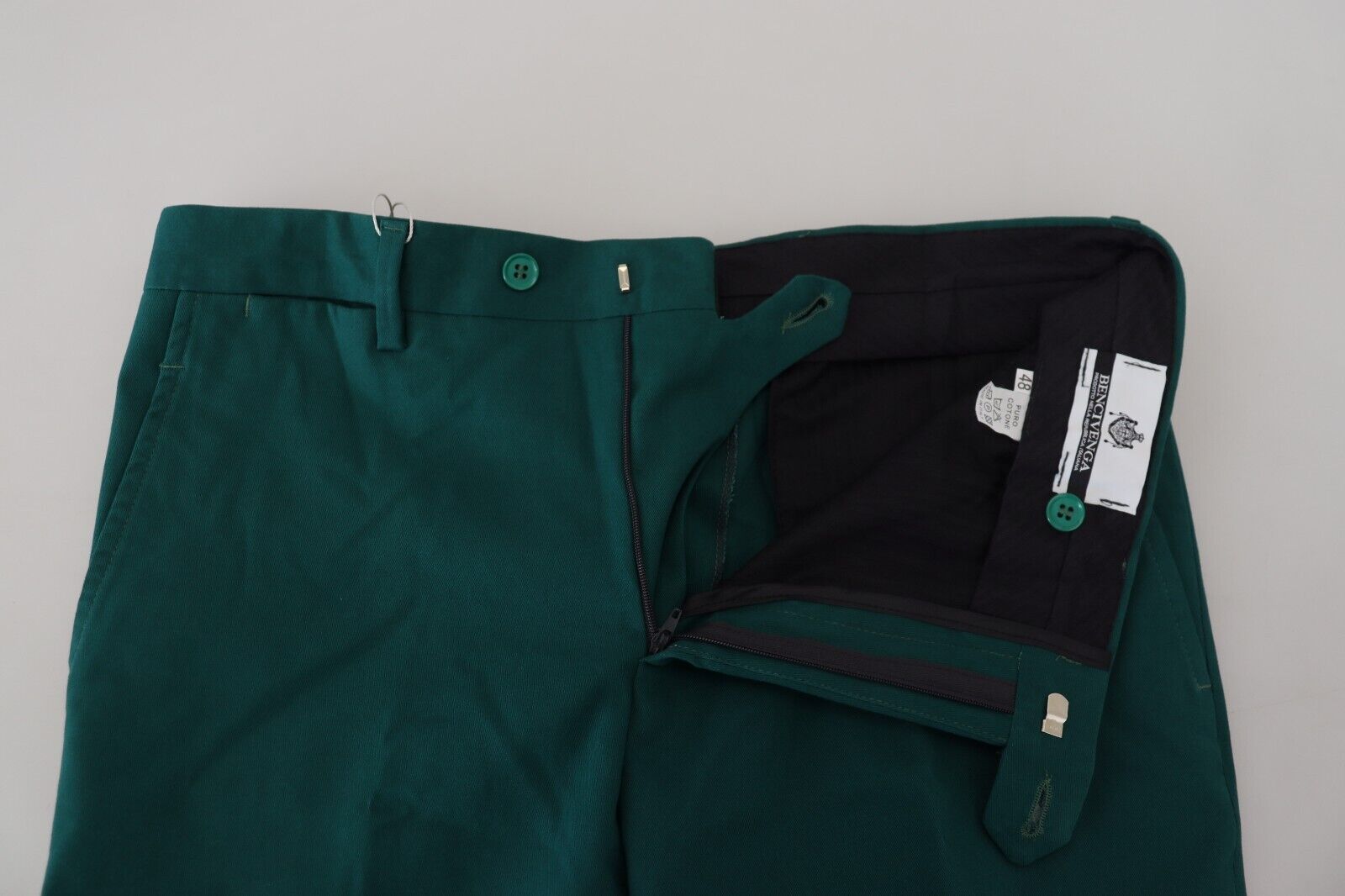Green Straight Fit Men Formal Trousers Pants