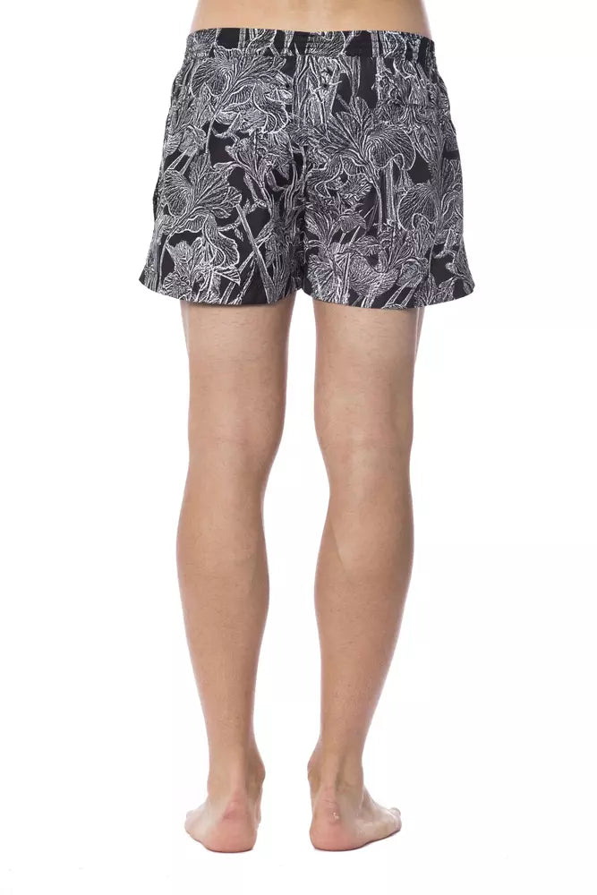 Black Polyester Men's Swimwear