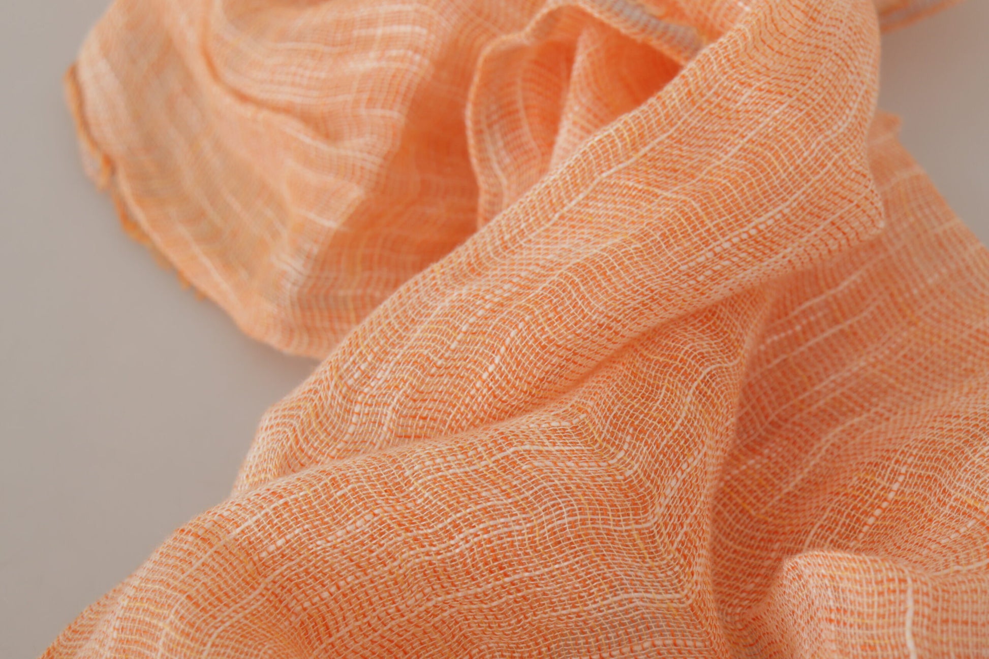 Peach Linen Knitted Shawl Wrap Fringes Scarf
