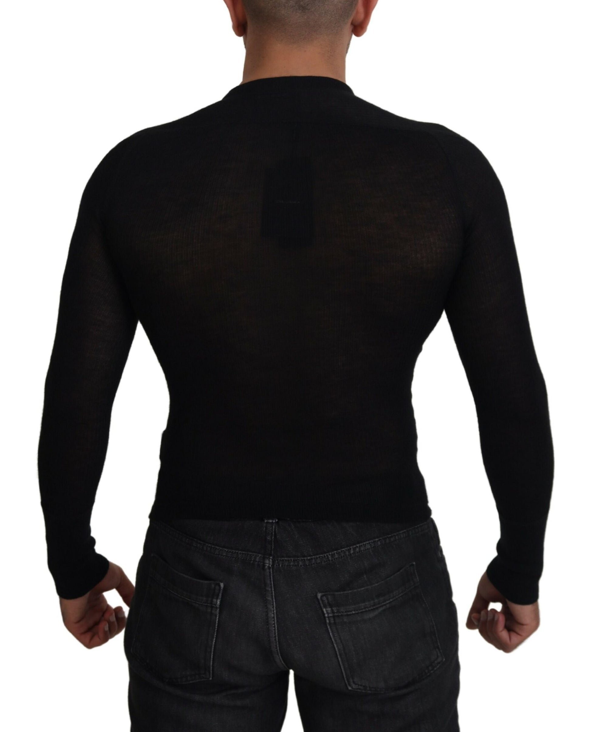 Black Cashmere Button Pullover Sweater
