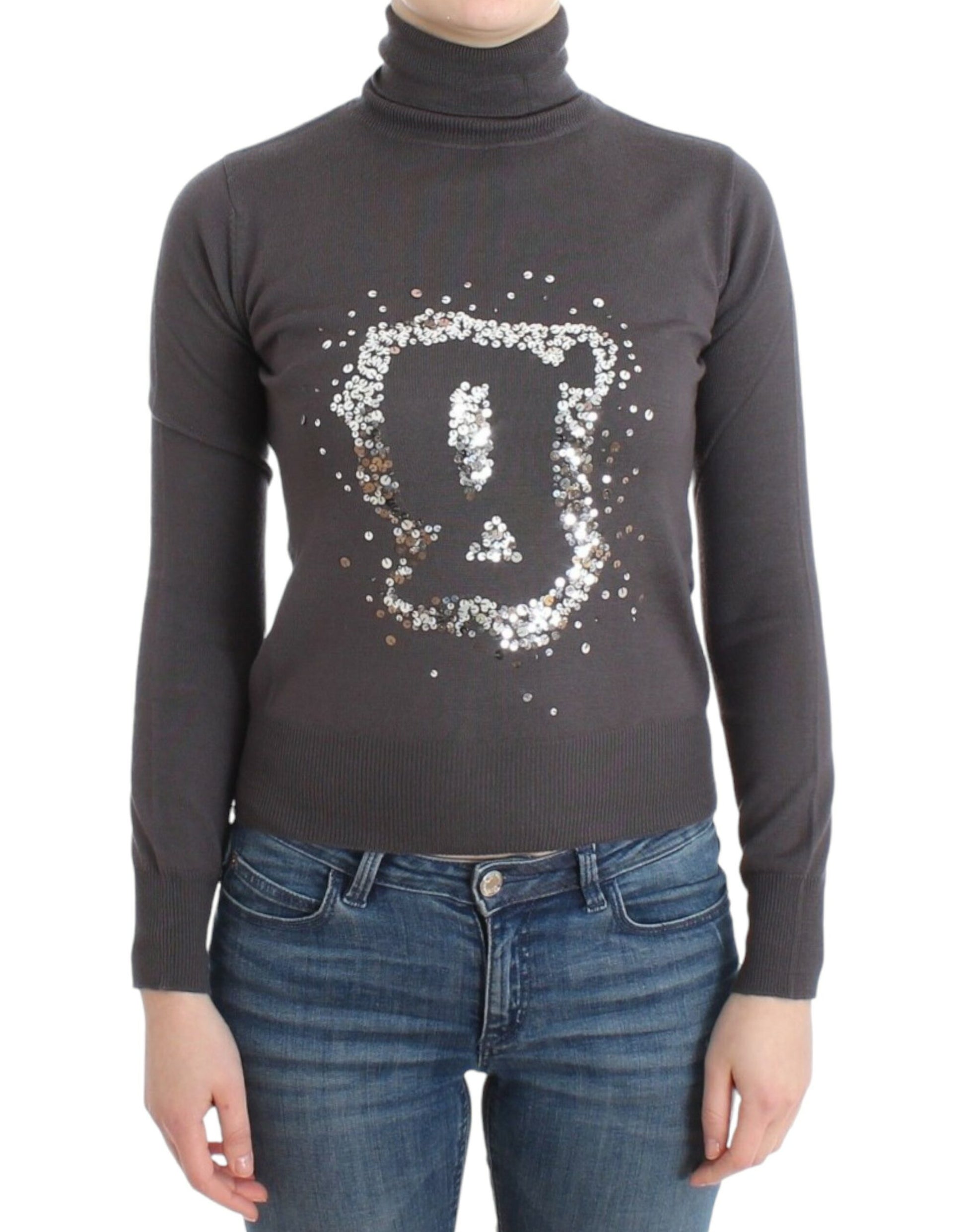 Brown turtleneck cotton sweater