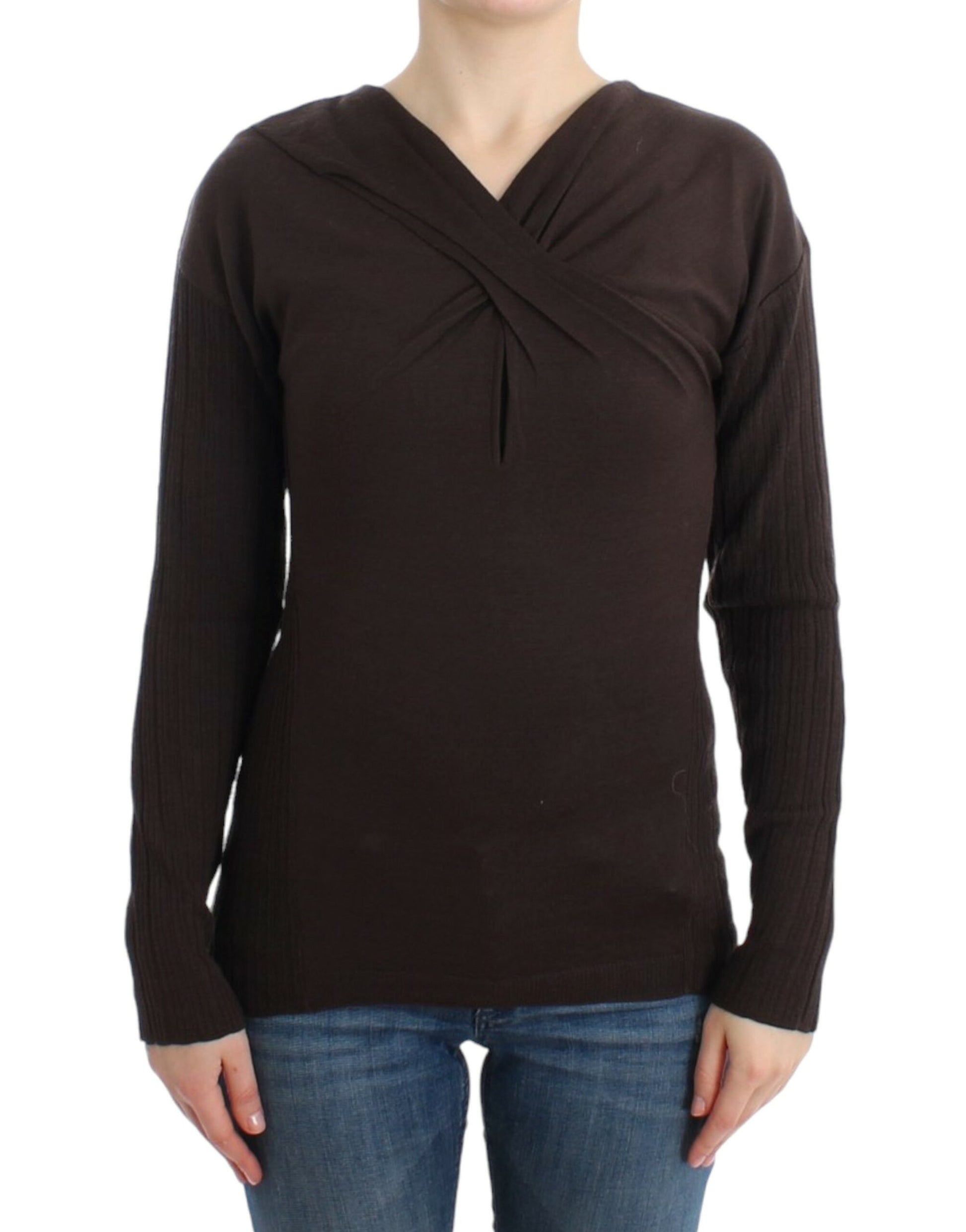 Brown knitted wool sweater