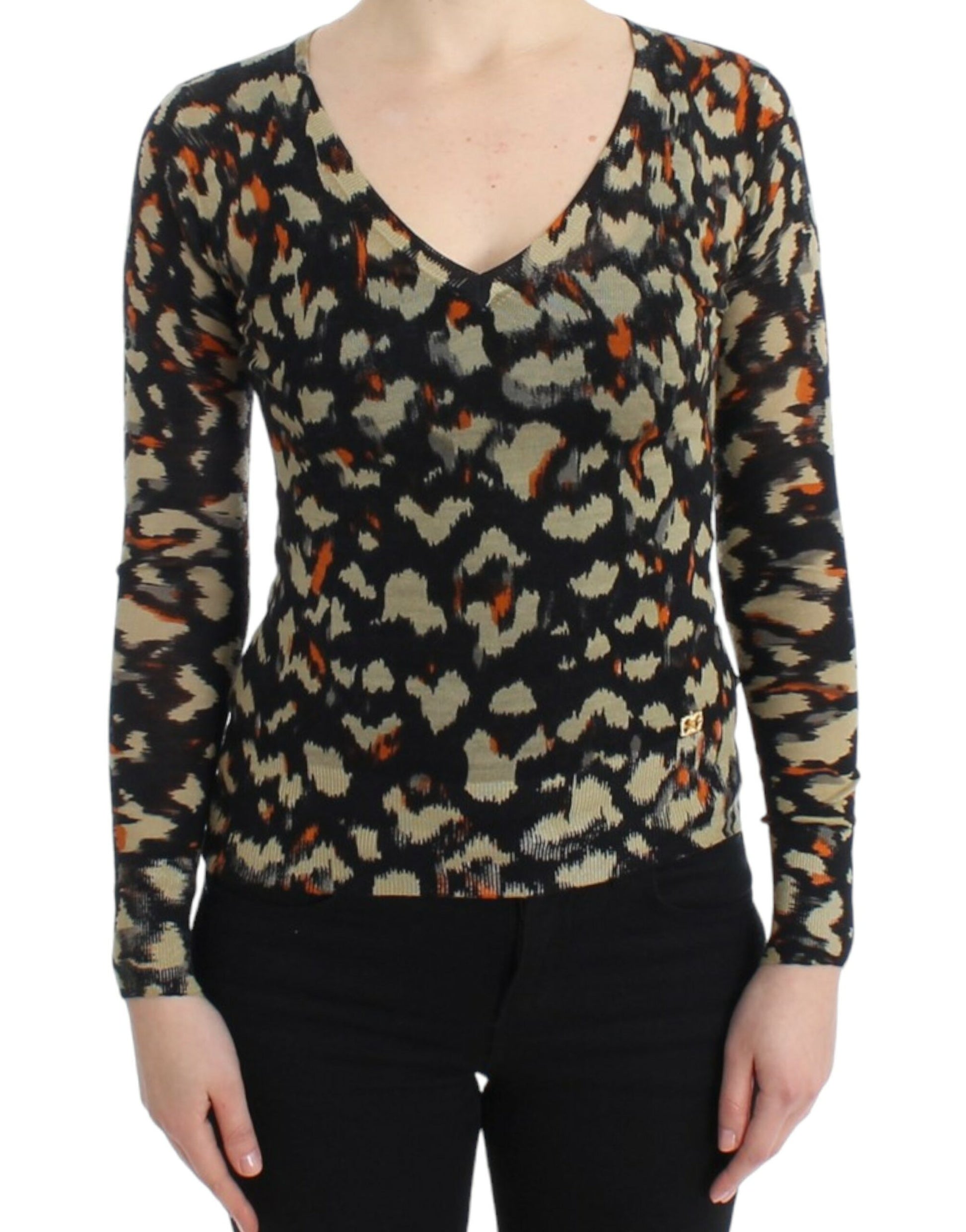 Multicolor v-neck wool jumper