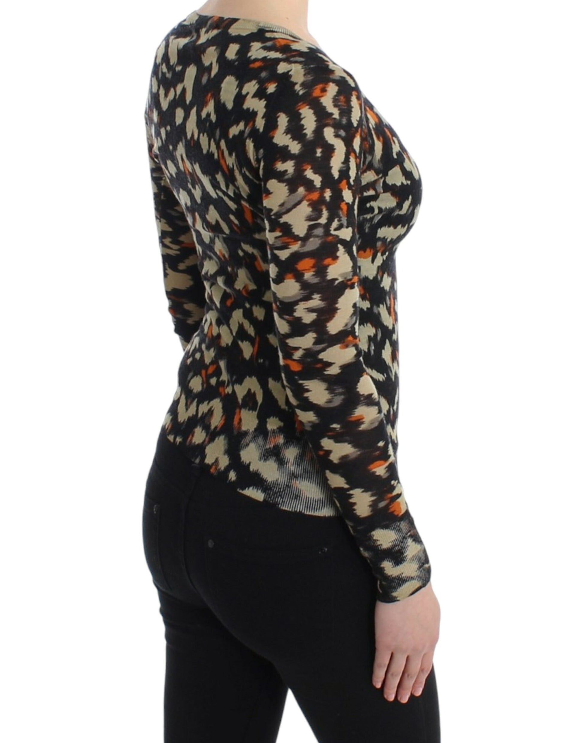 Multicolor v-neck wool jumper