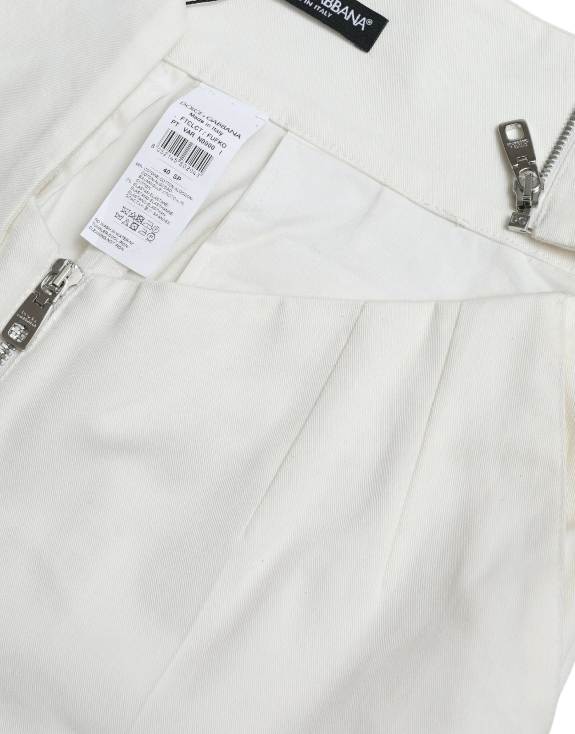 Black White Cotton Cut Out Waist Tapered Pants
