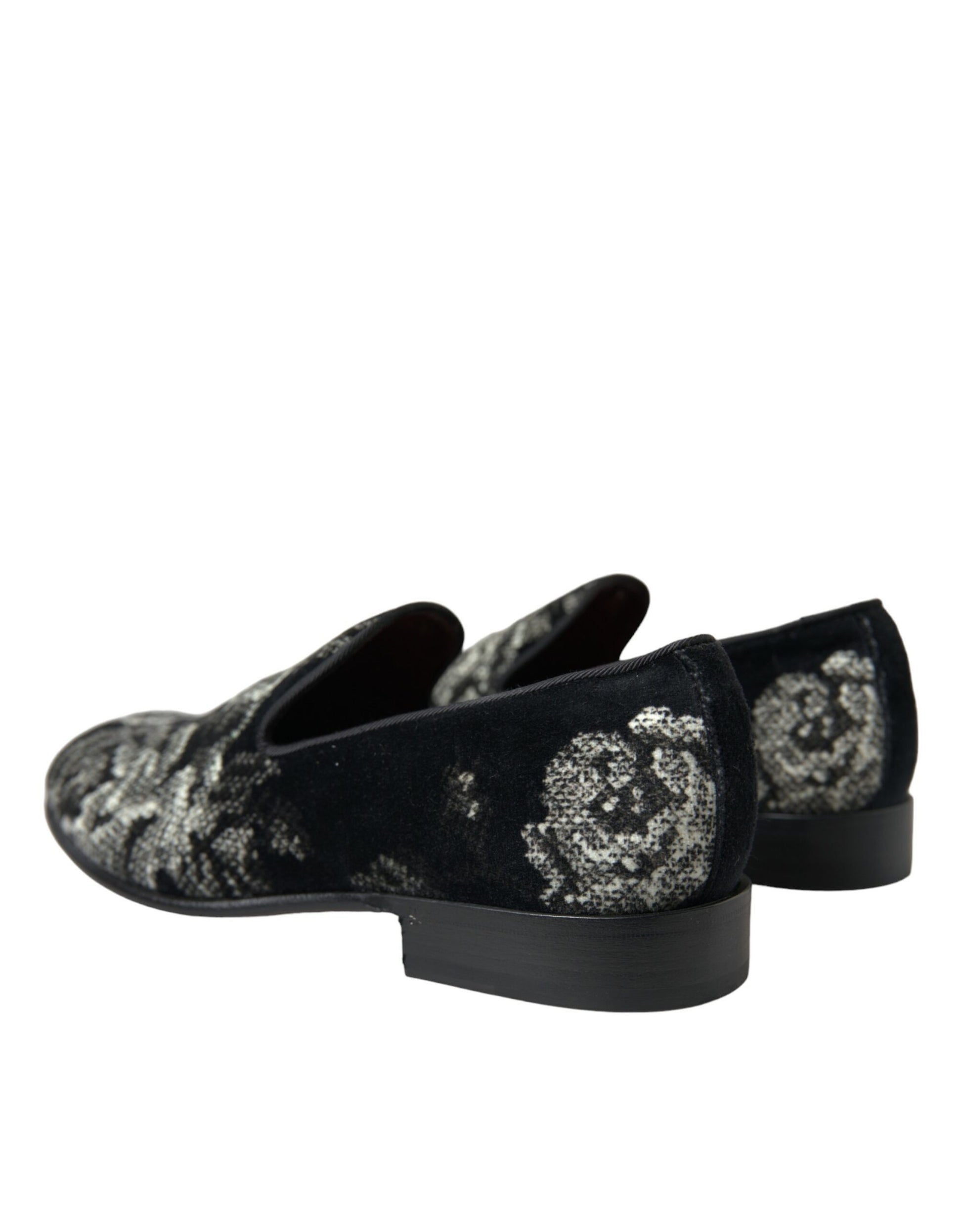 Black Floral Slippers Men Loafers Dress Shoes