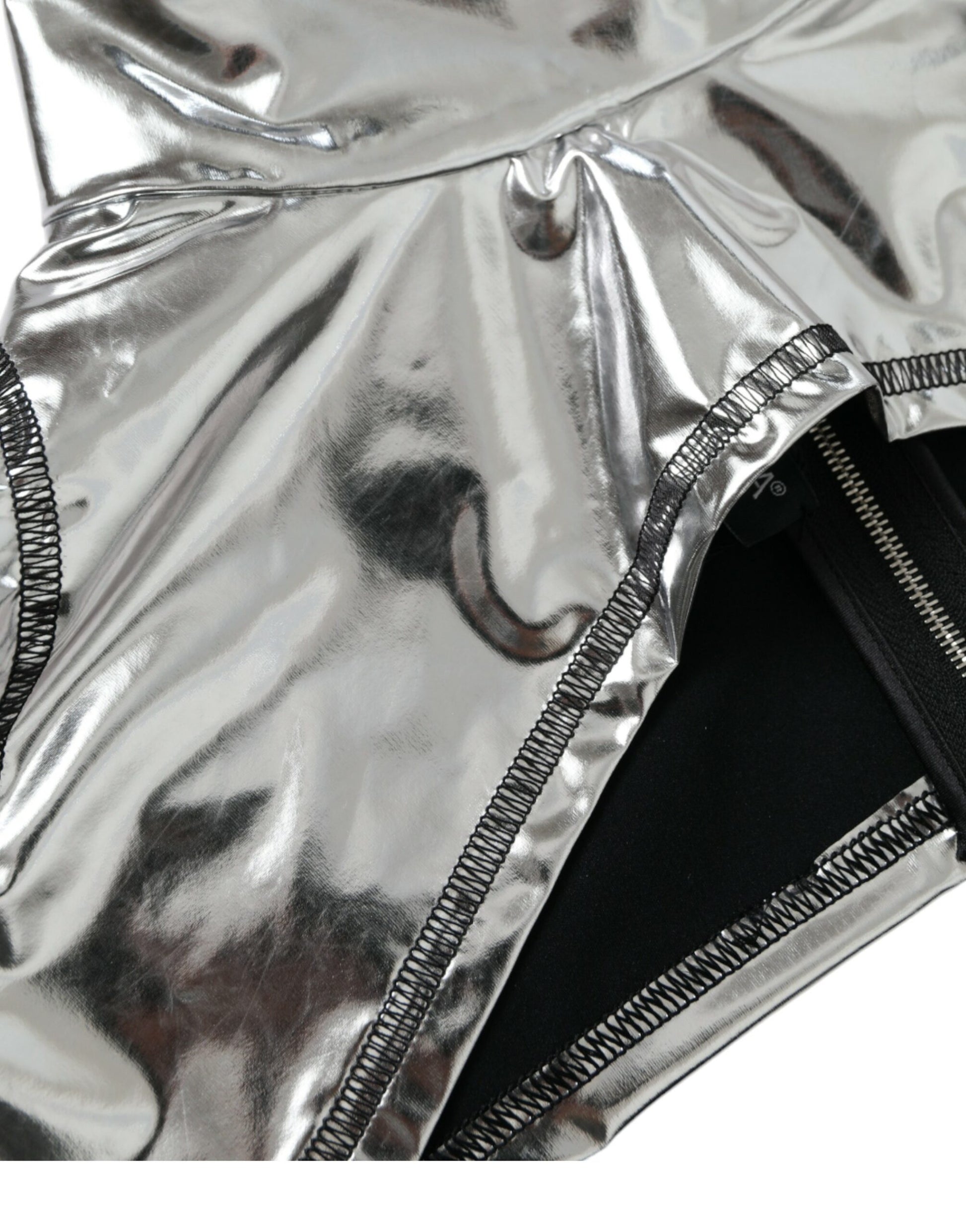 Silver Polyester Stretch Top