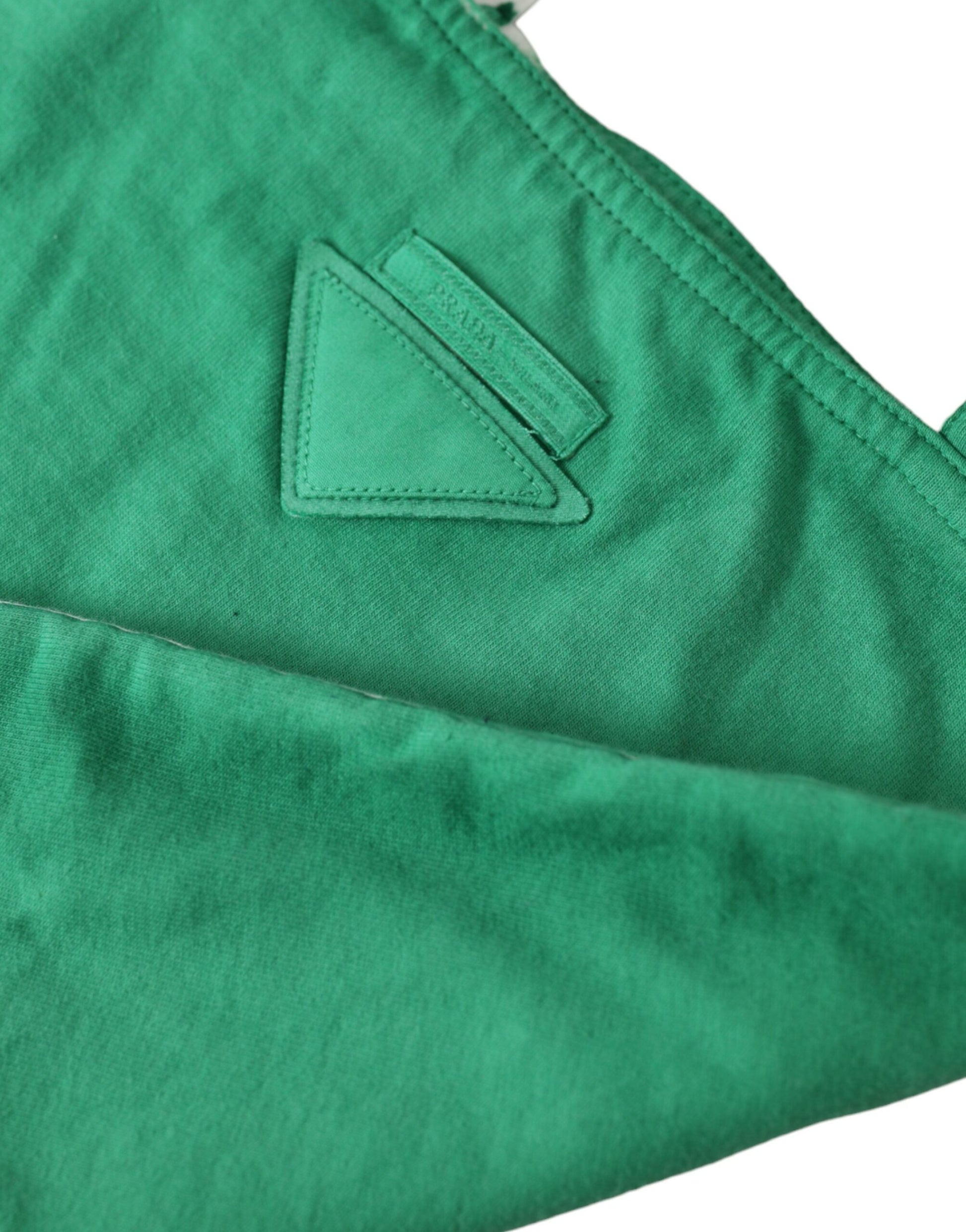 Green Jersey Fabric Logo Shoulder Shopping Tote Shopping Bag
