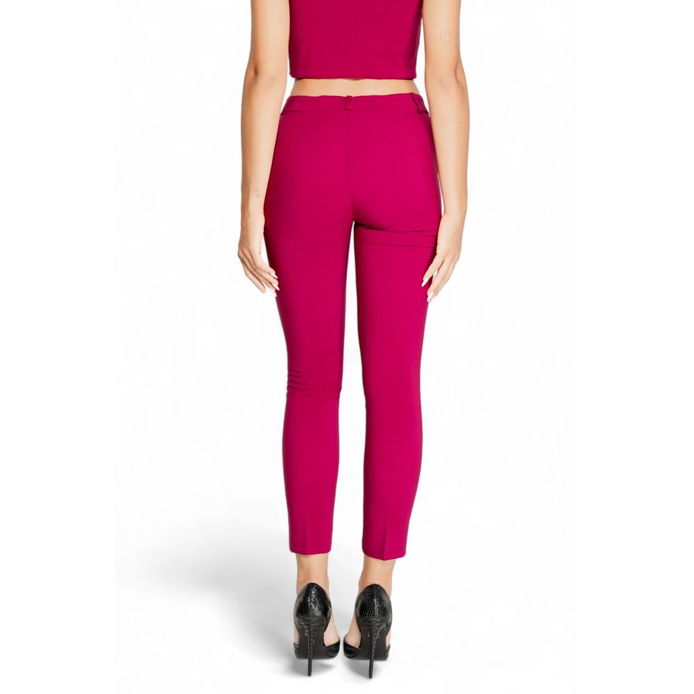Bordeaux Polyester Casual Pants