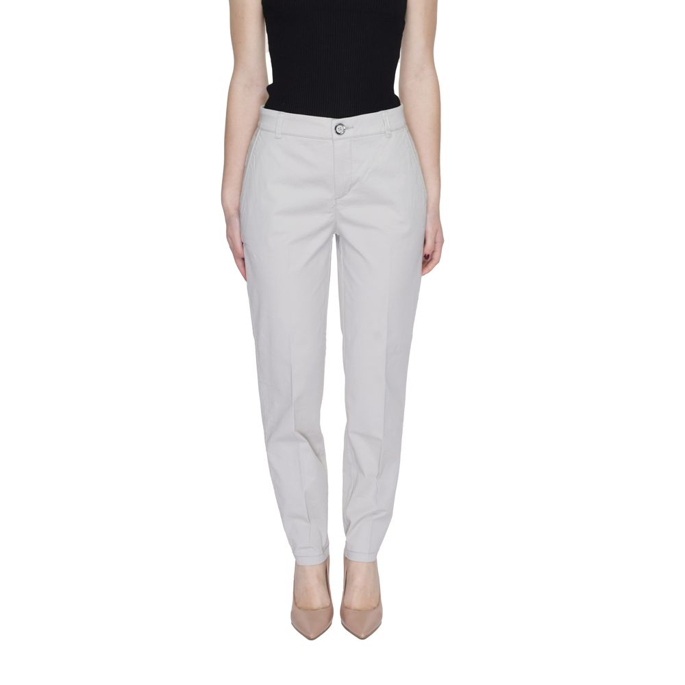 Beige Cotton Casual Pants