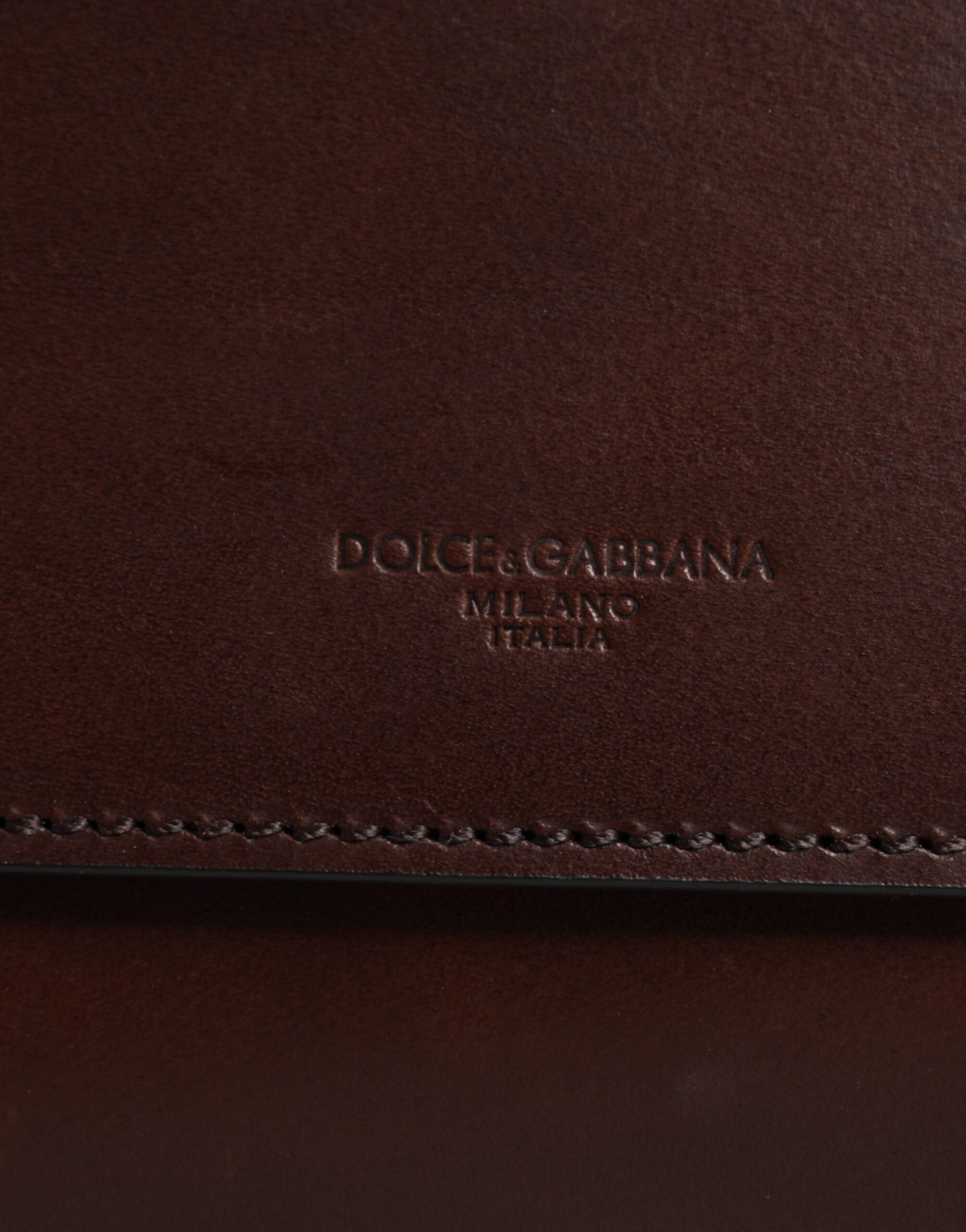 Brown Leather Logo Embossed Crossbody Bag