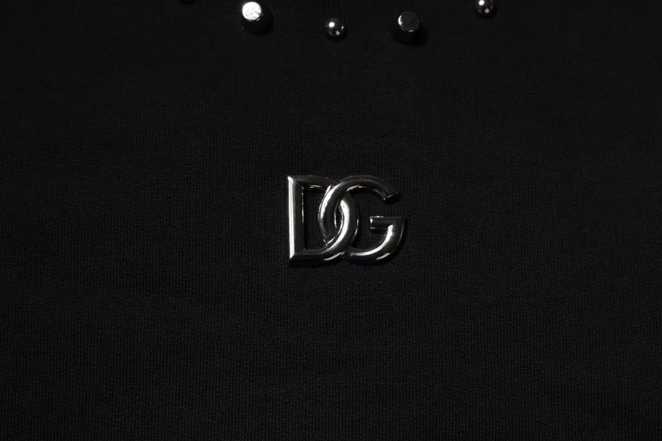Black Logo Stud Pullover Sweatshirt Sweater