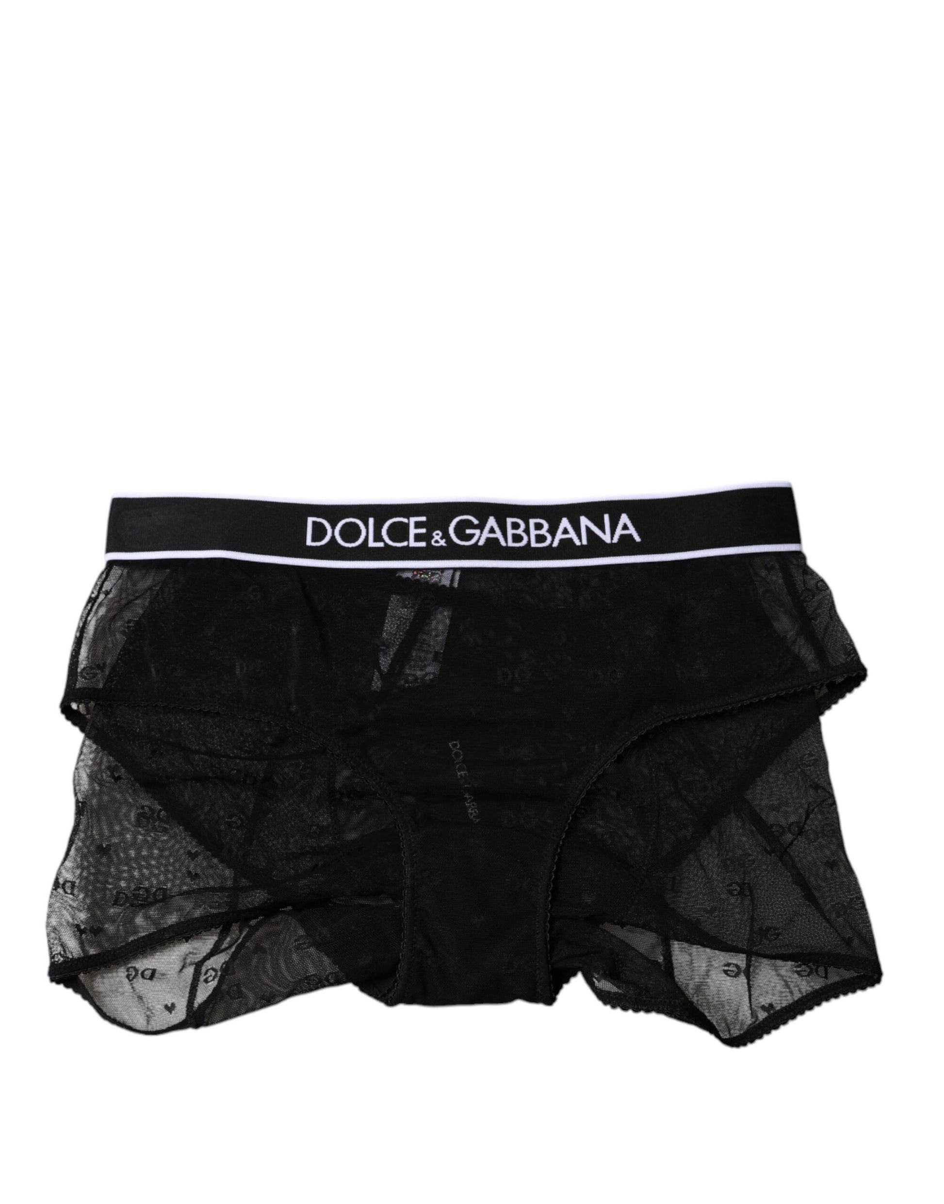 Black Tulle Nylon Mid Waist Panty Underwear