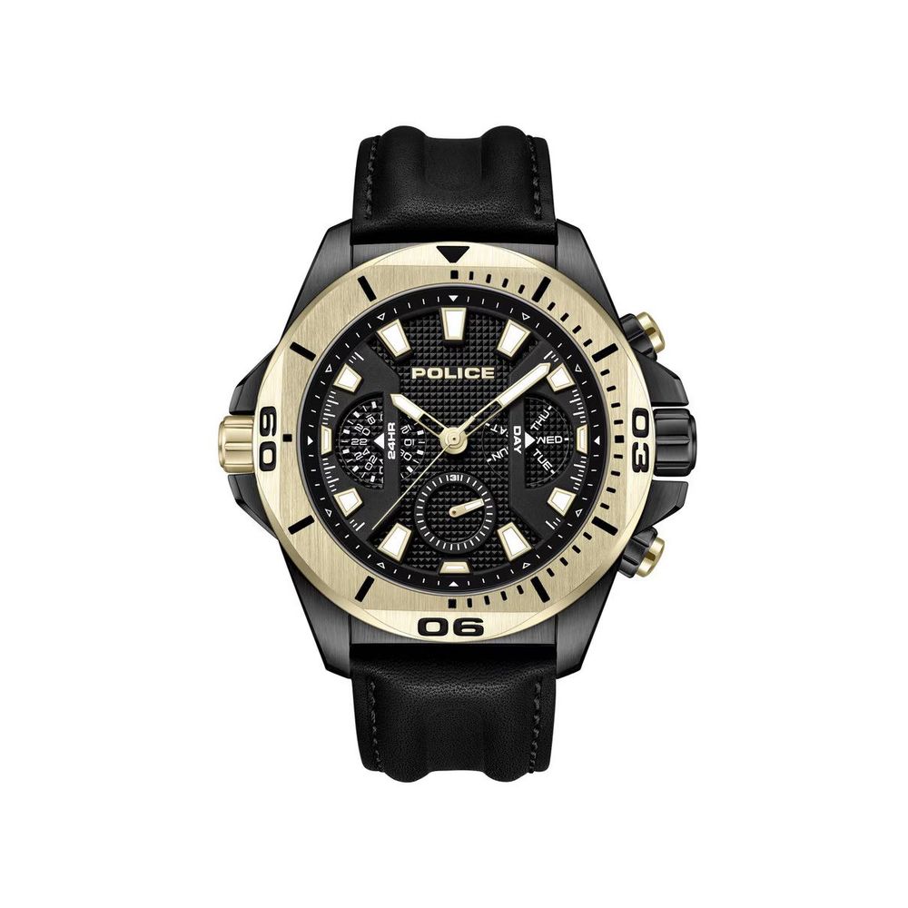 Black Artificial Leather Dress Watch