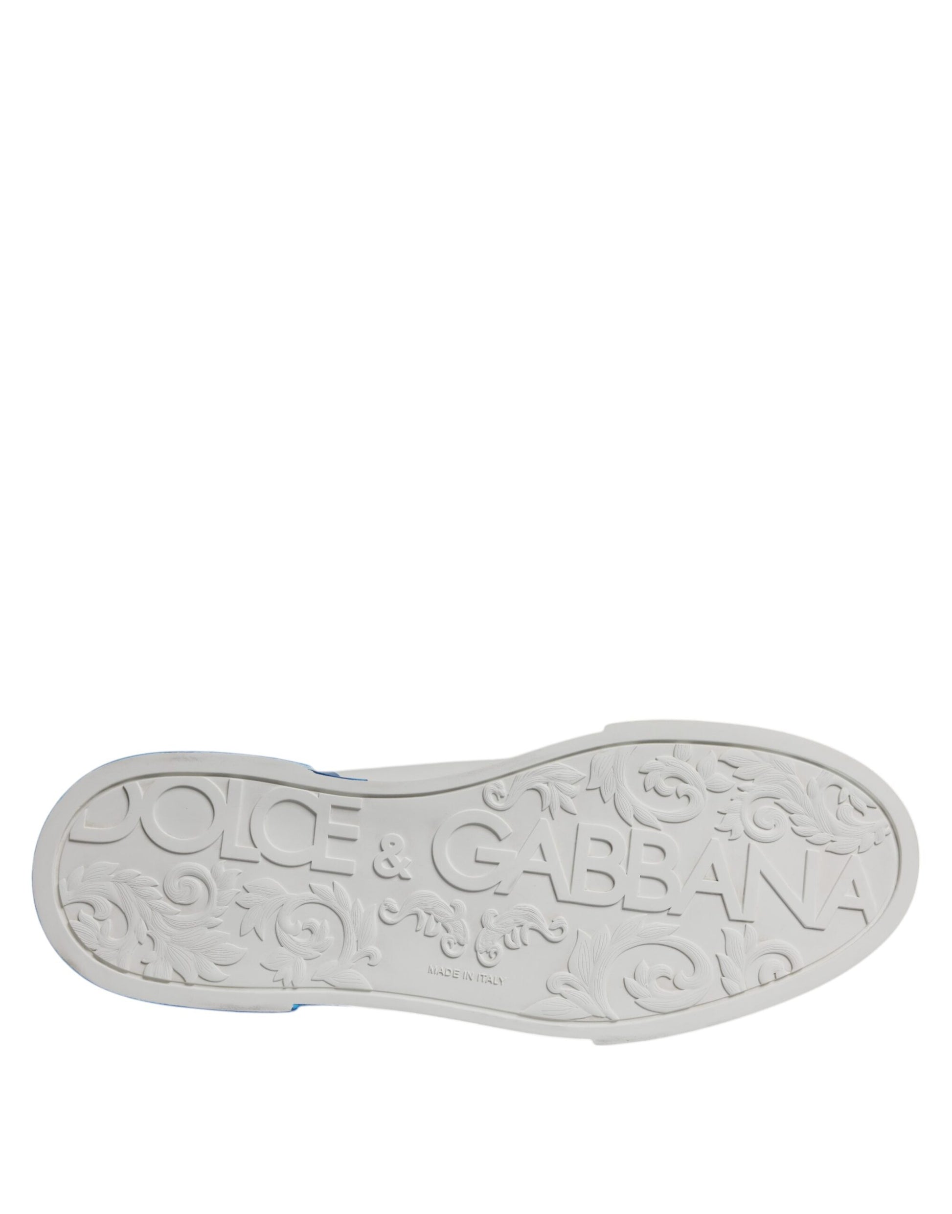 White Blue Leather Logo Low Top Sneakers Shoes