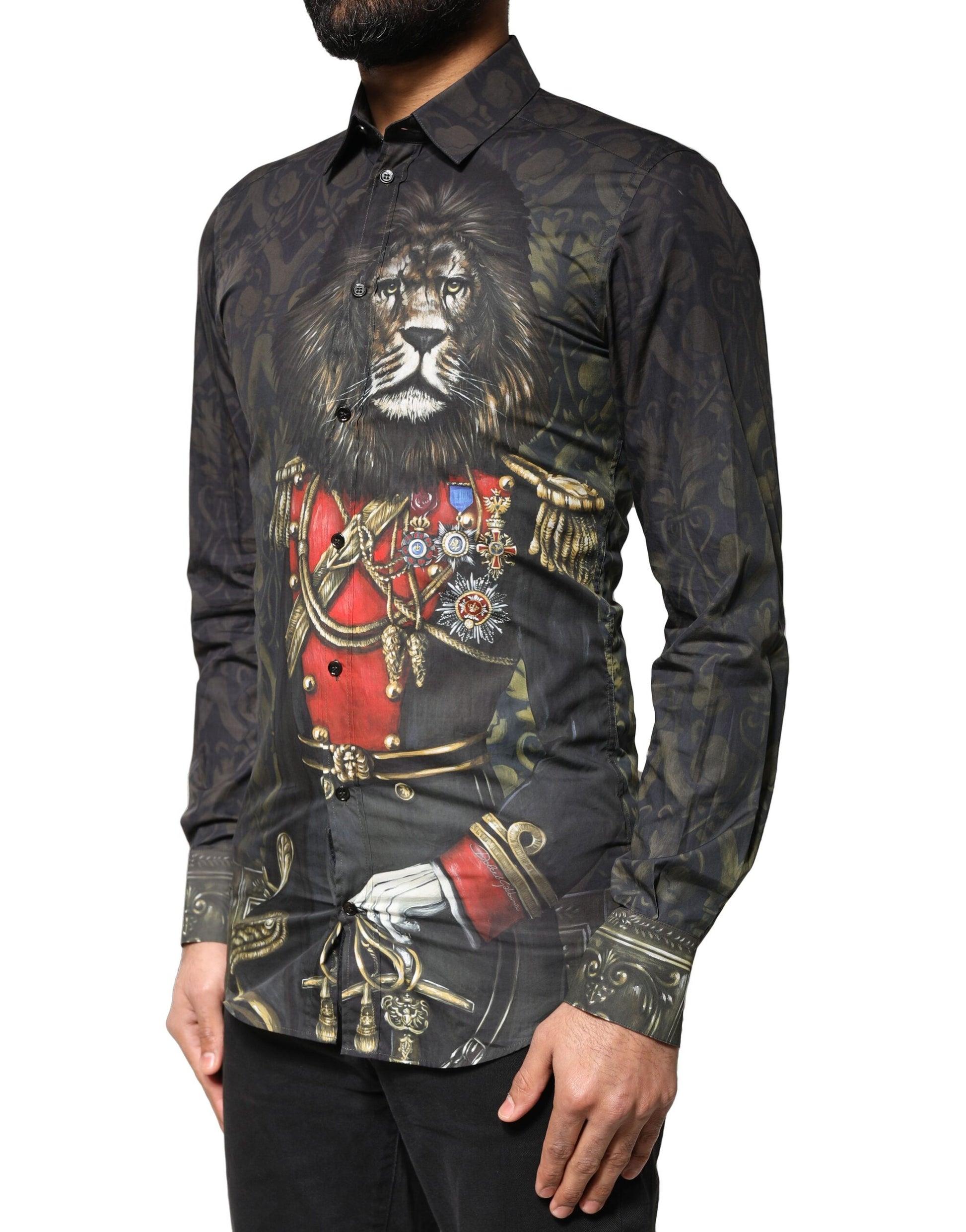 Black Royal Pet Portrait GOLD Dress Shirt