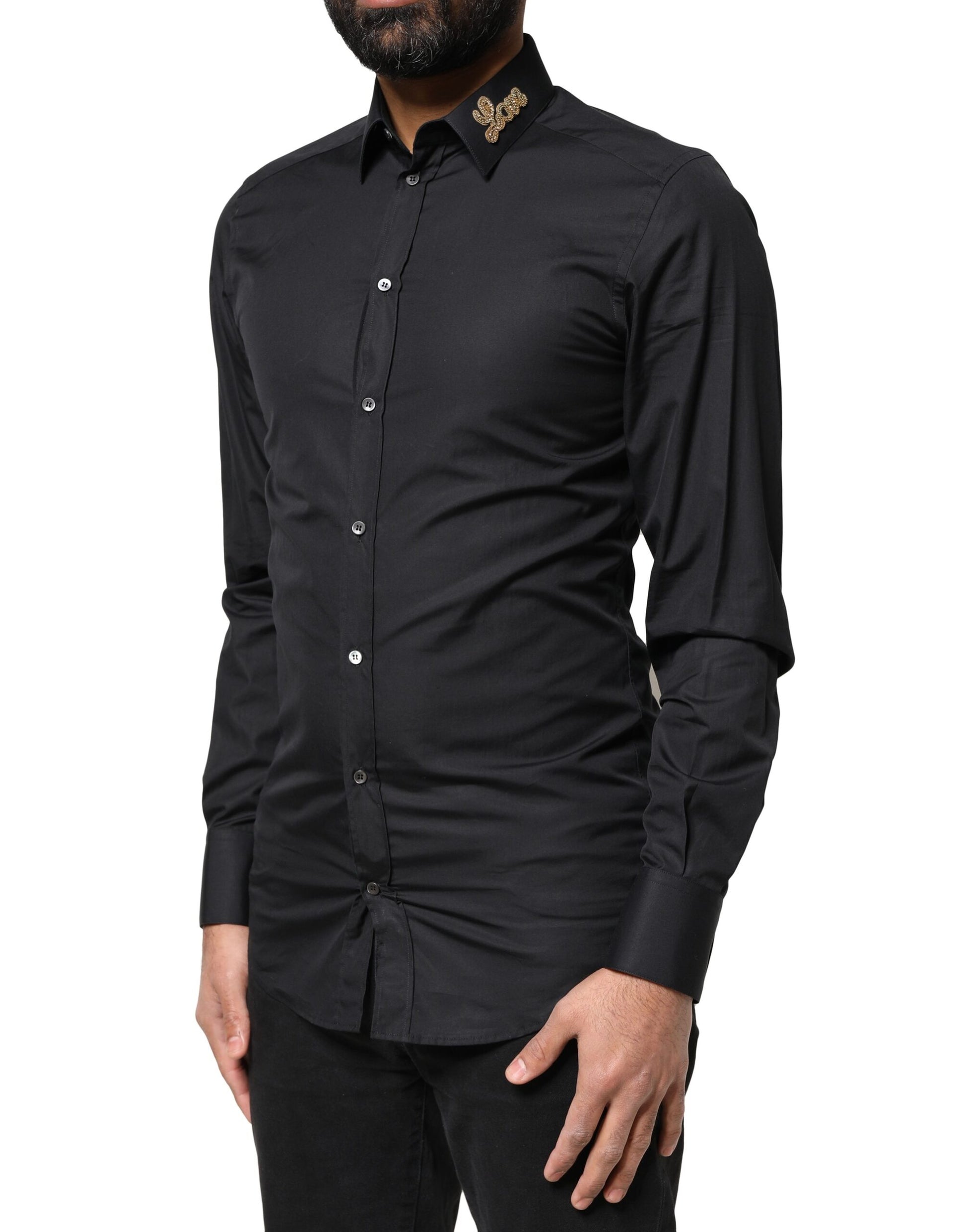 Black Love Embroidery GOLD Formal Dress Shirt