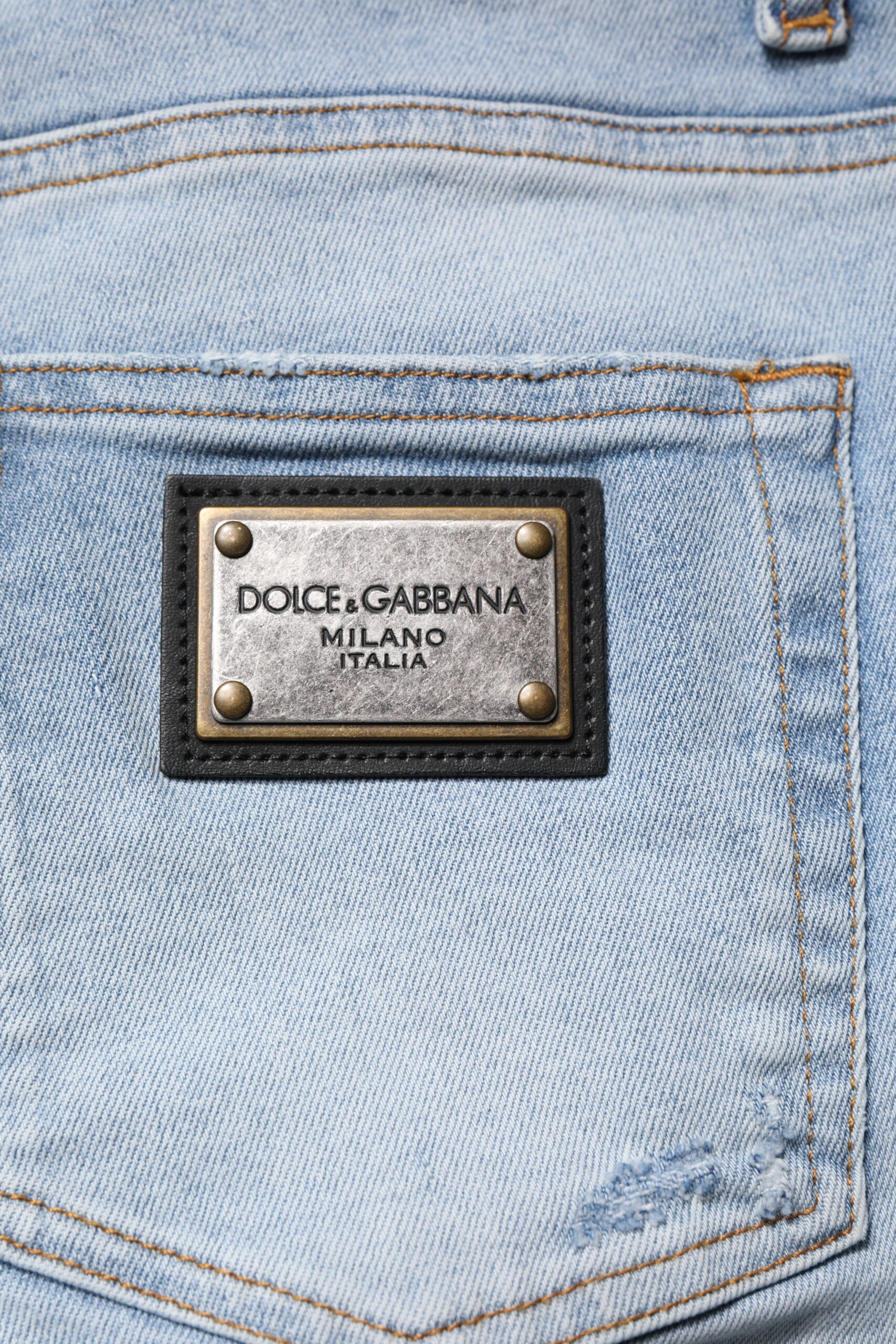Blue Tattered Cotton Skinny Men Denim Jeans