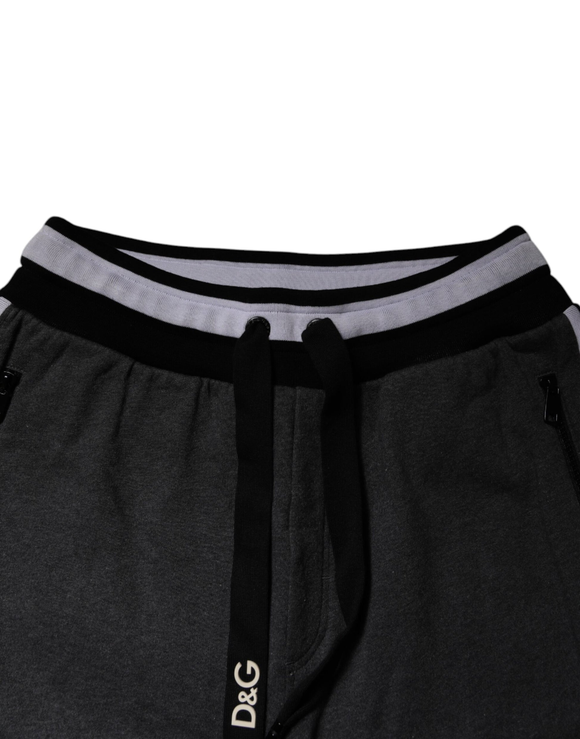 Black Gray Cotton Layered Men Sweatpants Pants