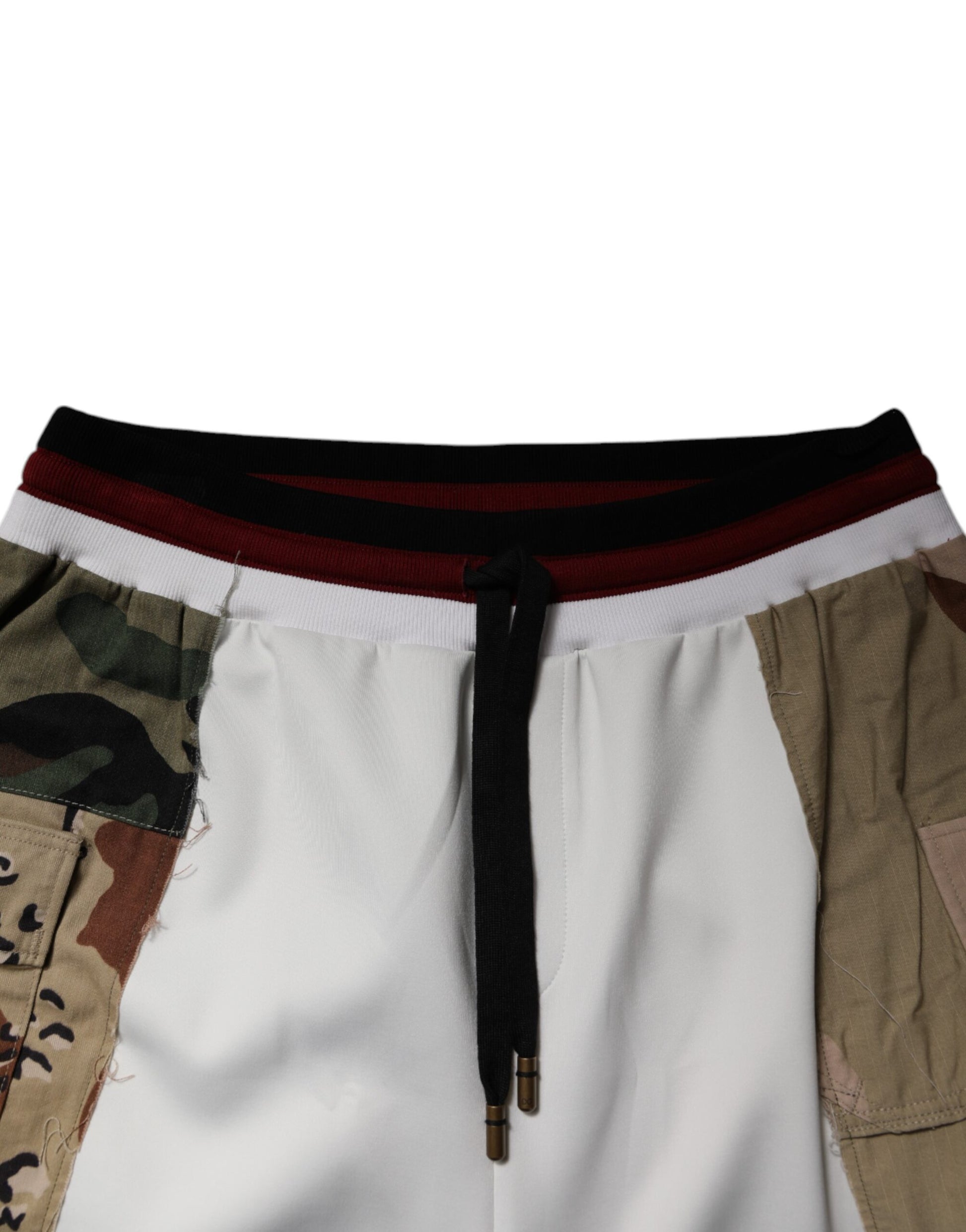White Camouflage Patchwork Sweatpants Pants