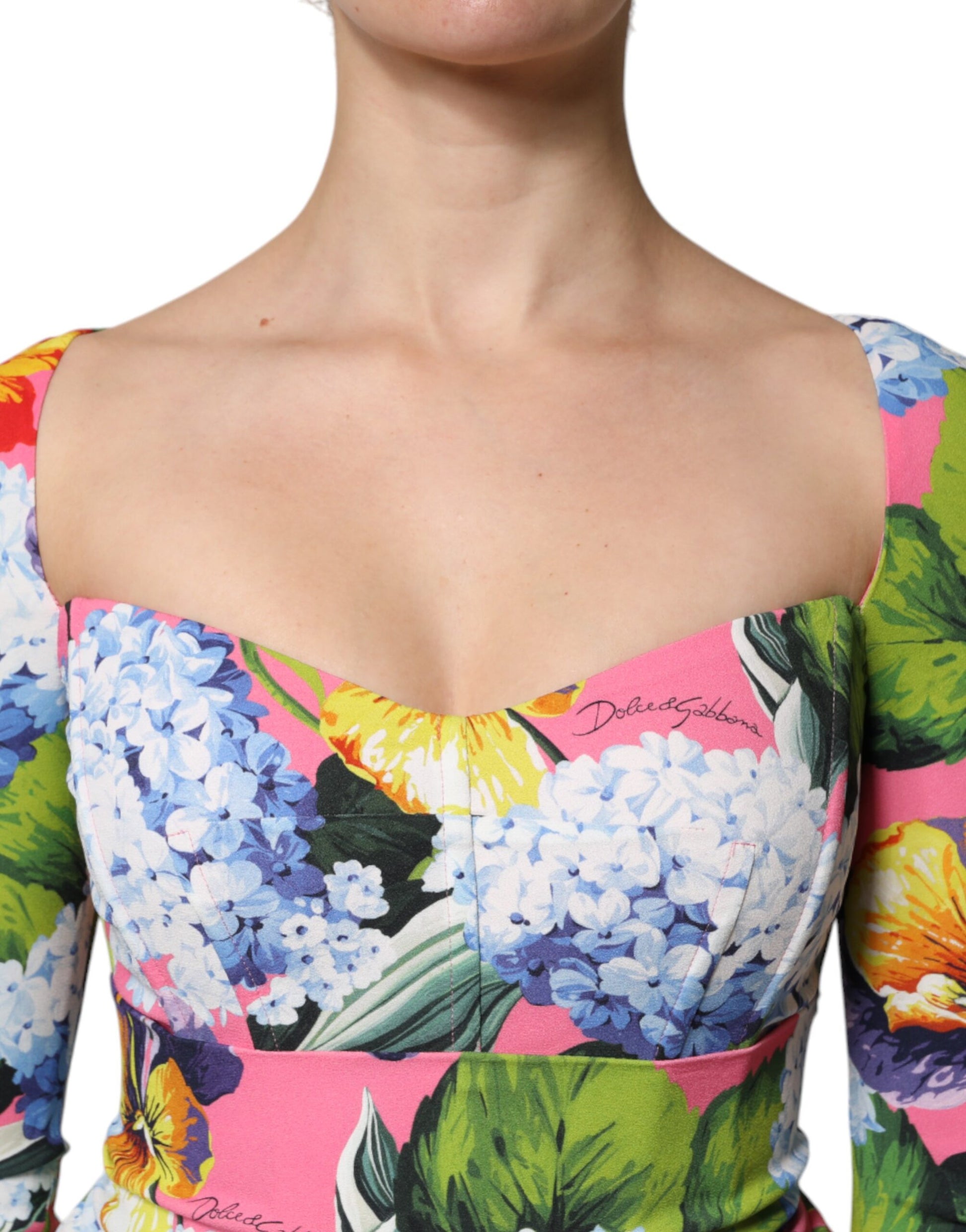Multicolor Floral Side Slit Midi Dress
