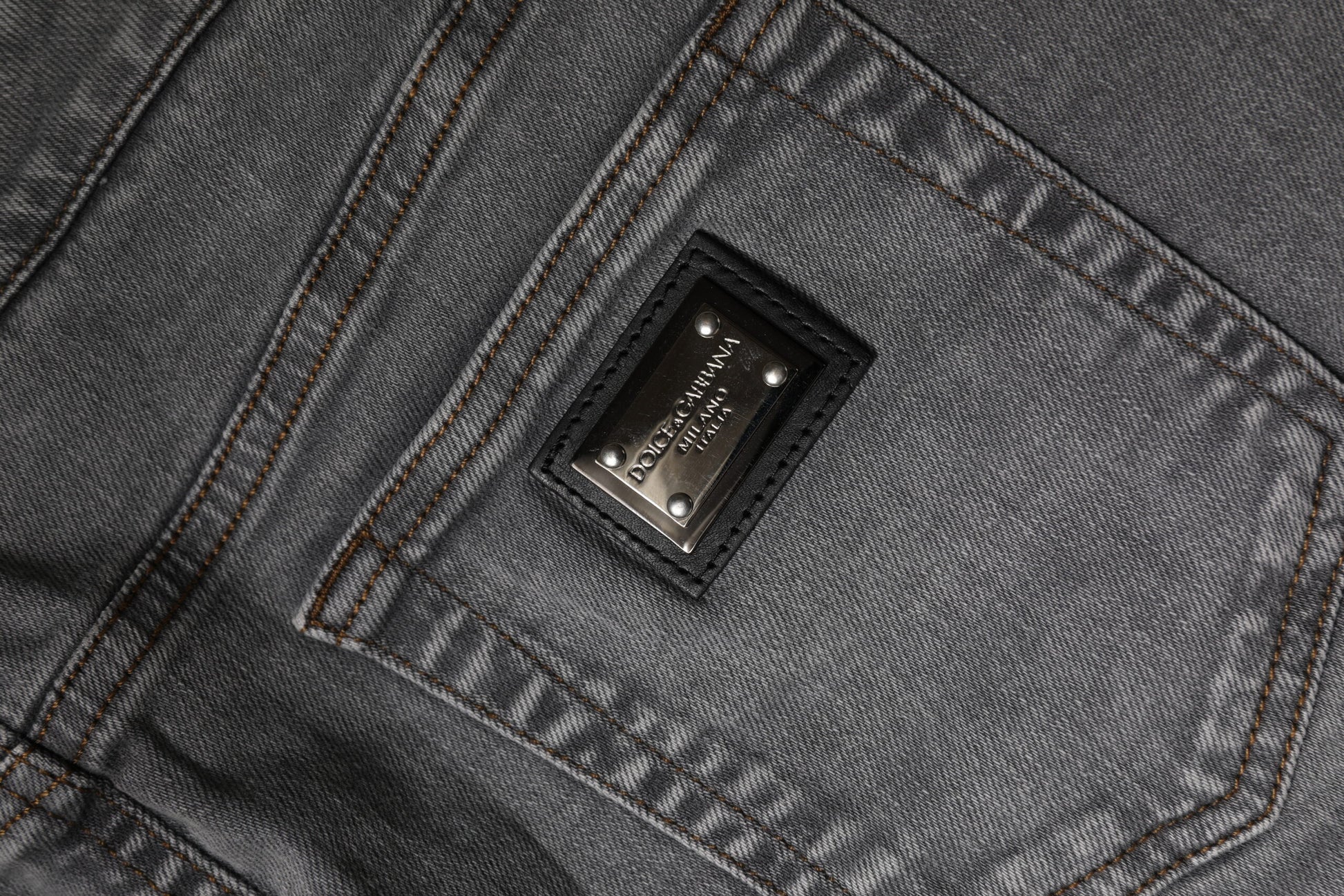 Gray Cotton Stretch Mid Waist Denim Mini Skirt