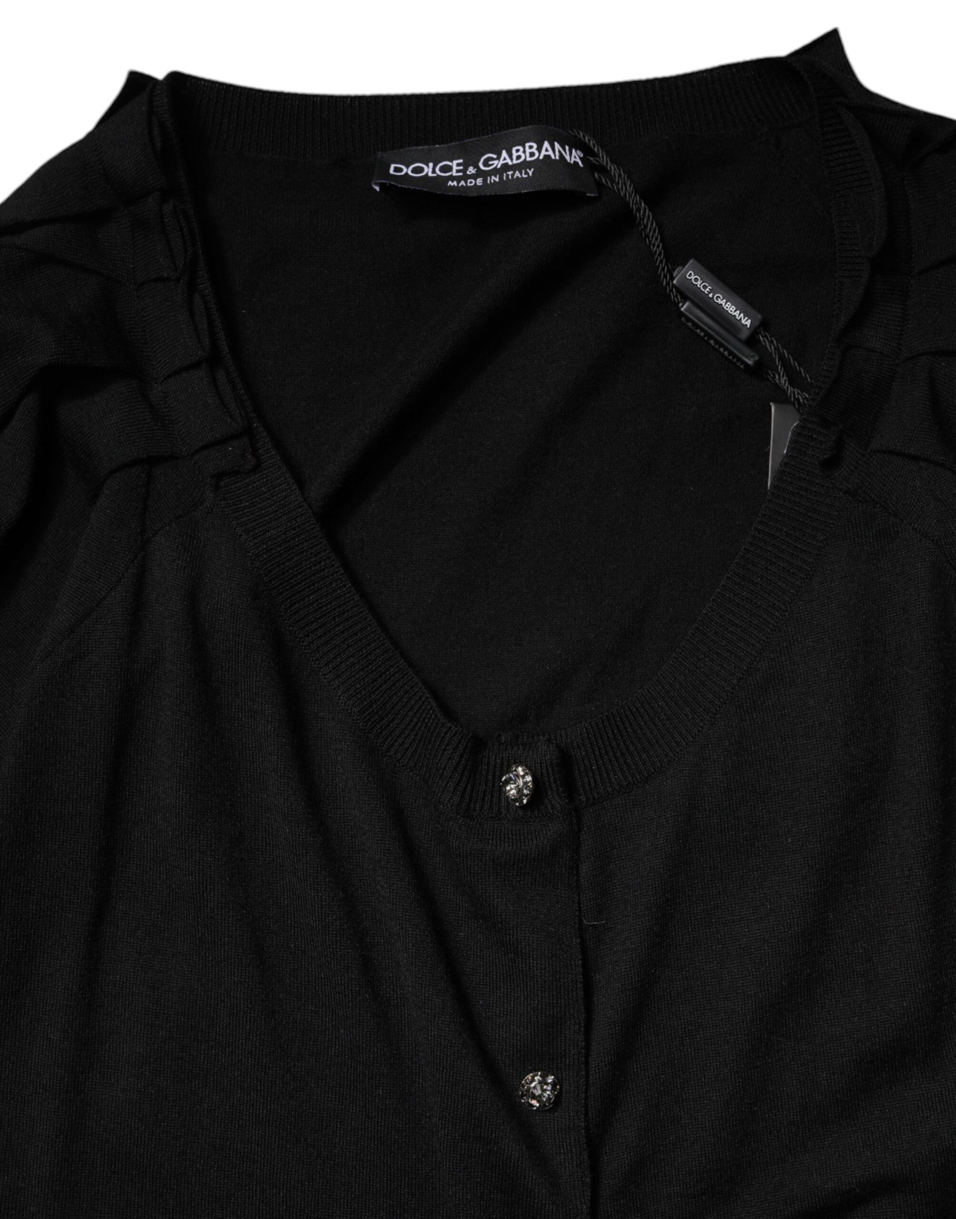 Black Button Down Short Sleeve Blouse Top