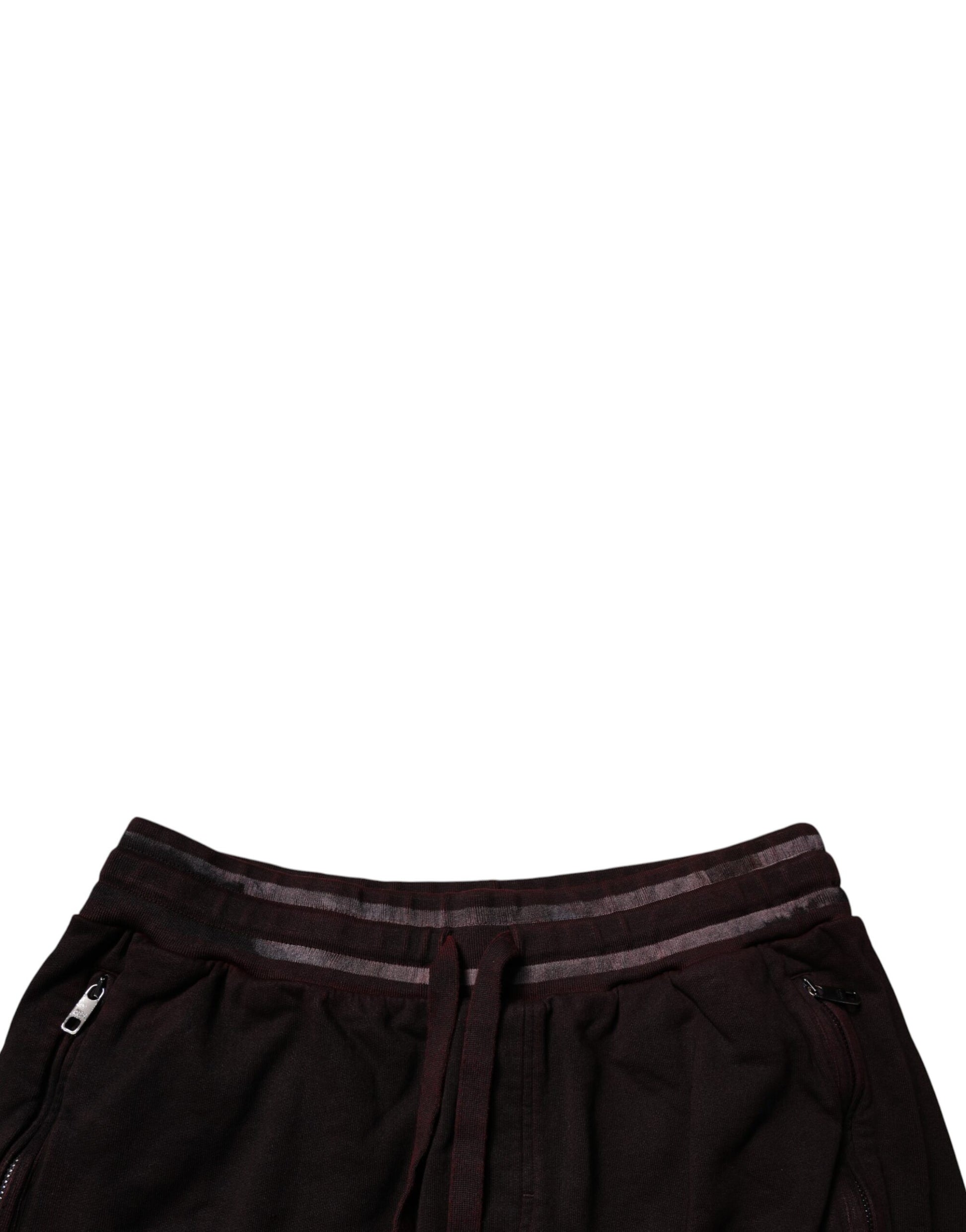 Maroon Cotton Logo Plaque Men Bermuda Shorts