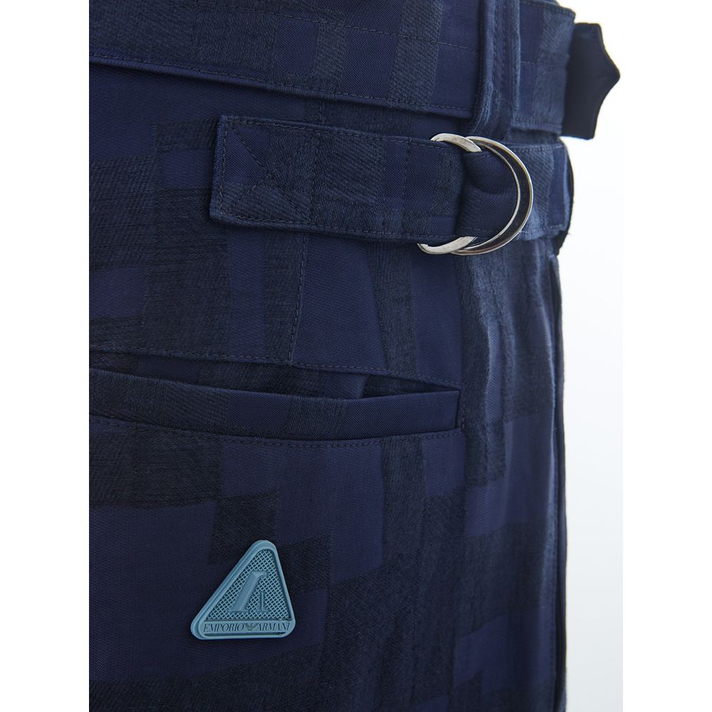 Blue Linen Casual Pants