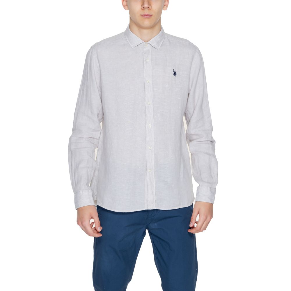Beige Linen Dress Shirt