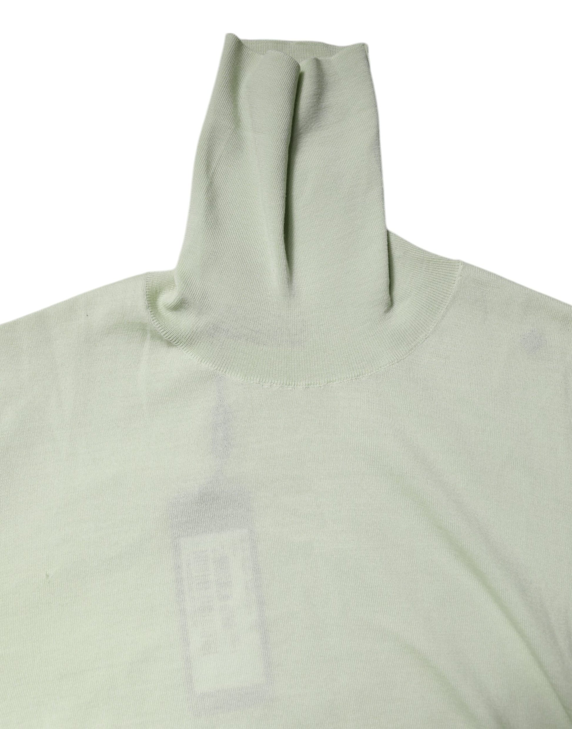 Light Green Wool Turtleneck Pullover Sweater